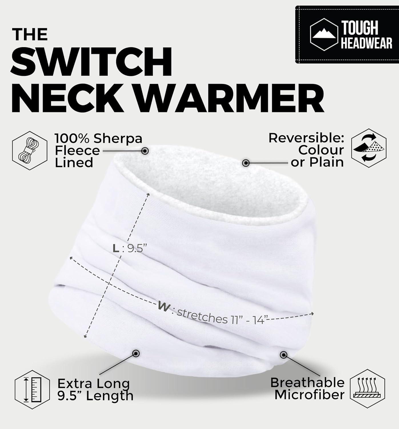 imageTough Headwear Swtich Winter Neck Gaiters For Men ampamp Women Fleece Neck Gaiter Fleece Neck Warmer Ski Gaiter  ReversibleWhite