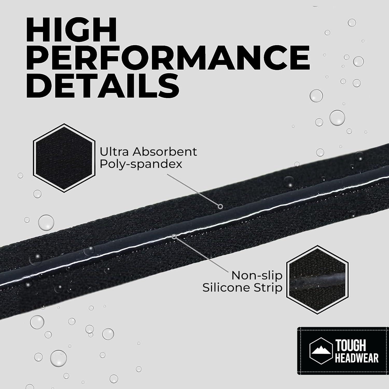 imageTough Headwear Thin Elastic Headbands for Men  Sports Hair Head Band for Women ampamp Men  Non Slip Mens Workout Headband  Running or Soccer Headband  6PackBlack  Camo