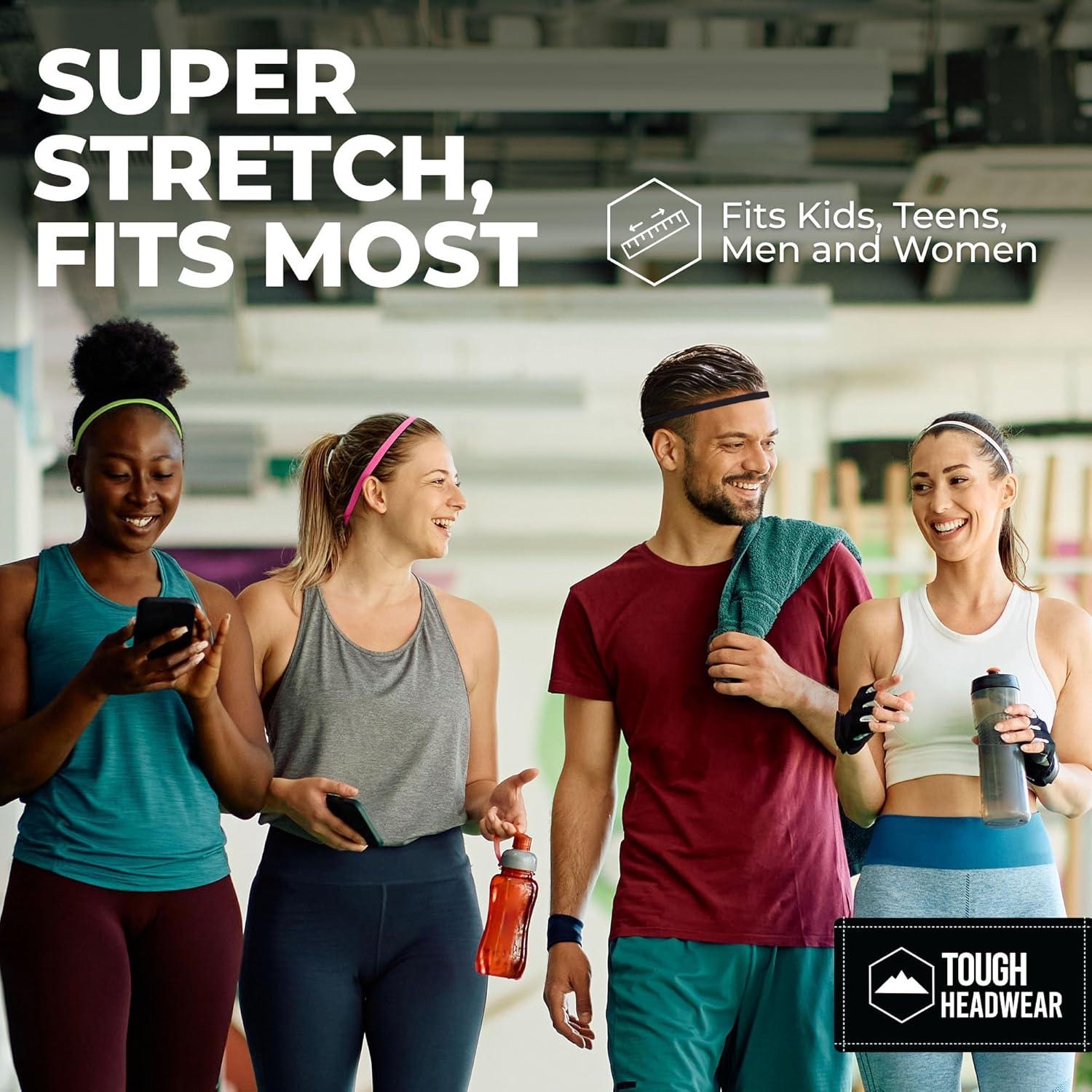 imageTough Headwear Thin Elastic Headbands for Men  Sports Hair Head Band for Women ampamp Men  Non Slip Mens Workout Headband  Running or Soccer Headband  6PackBlack  Light Brown  Dark Brown