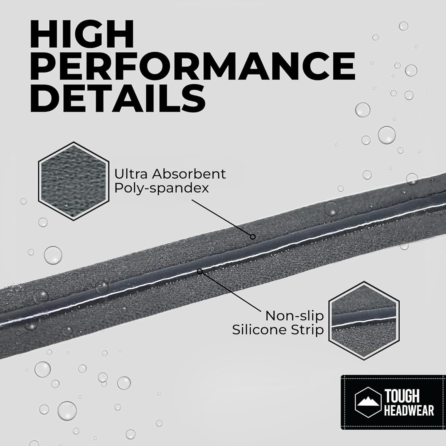 imageTough Headwear Thin Elastic Headbands for Men  Sports Hair Head Band for Women ampamp Men  Non Slip Mens Workout Headband  Running or Soccer Headband  6PackBlack  Gray  Yellow