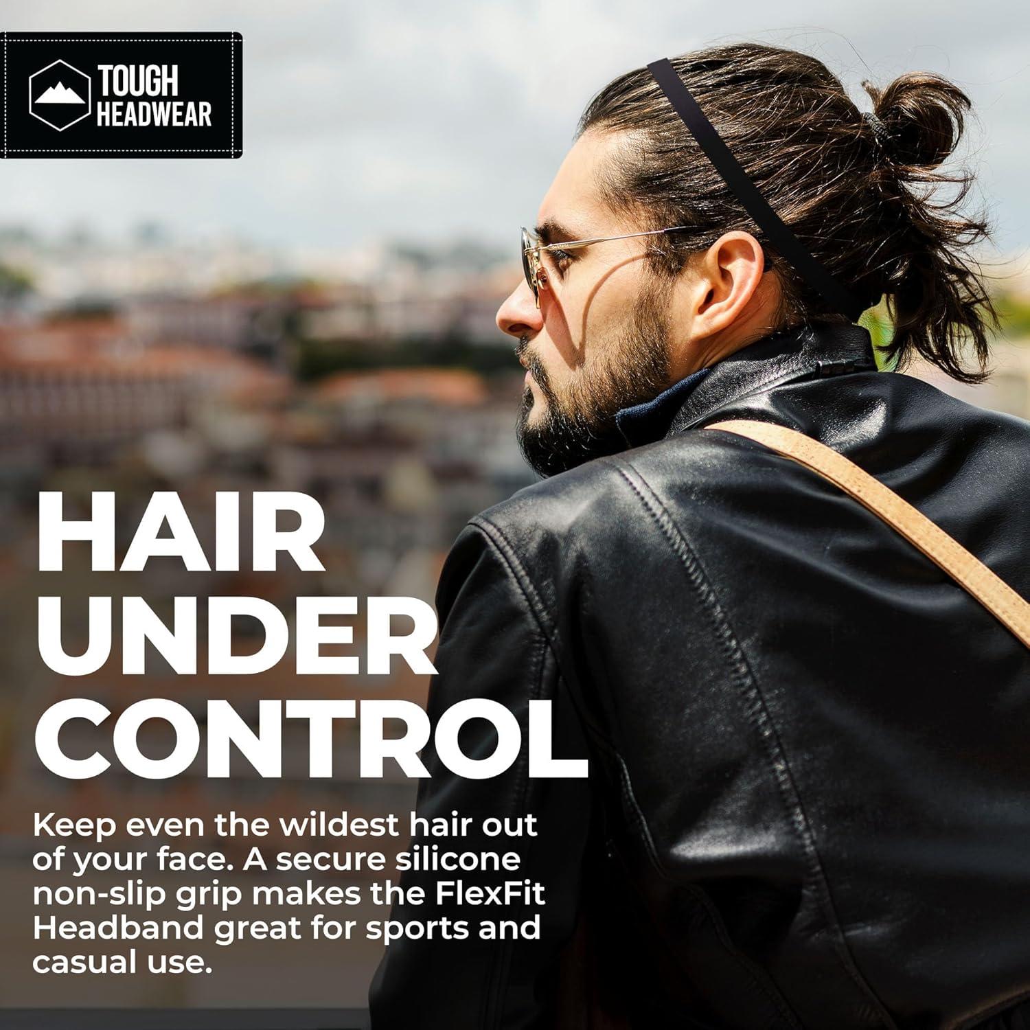 imageTough Headwear Thin Elastic Headbands for Men  Sports Hair Head Band for Women ampamp Men  Non Slip Mens Workout Headband  Running or Soccer Headband  6PackBGW