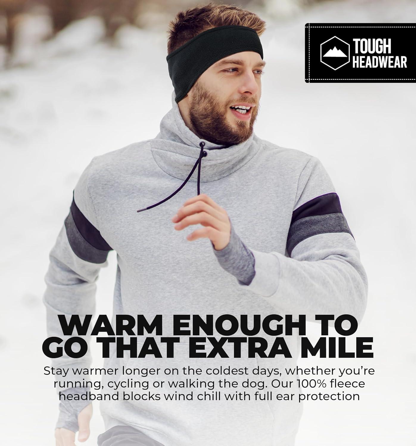 imageTough Headwear Winter Headbands for Women  Ear Warmers  Ear Muffs for Winter  Fleece Headband for Men ampamp Women for Cold WeatherBlack