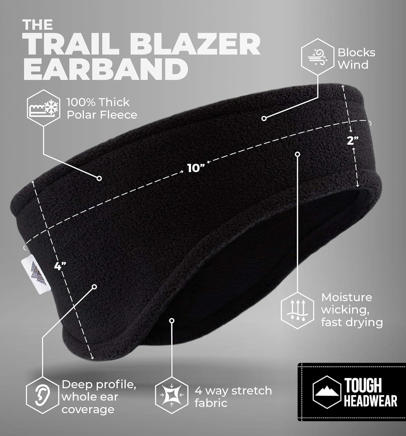 imageTough Headwear Winter Headbands for Women  Ear Warmers  Ear Muffs for Winter  Fleece Headband for Men ampamp Women for Cold WeatherBlack