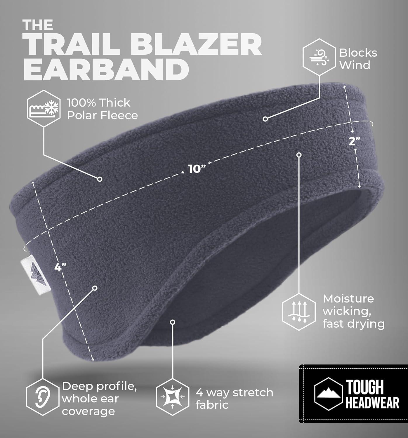 imageTough Headwear Winter Headbands for Women  Ear Warmers  Ear Muffs for Winter  Fleece Headband for Men ampamp Women for Cold WeatherCharcoal Gray