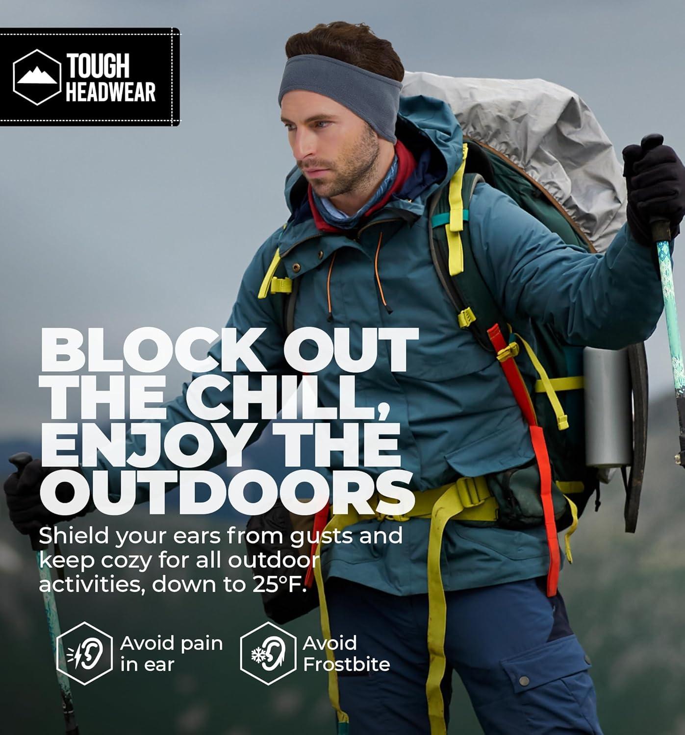 imageTough Headwear Winter Headbands for Women  Ear Warmers  Ear Muffs for Winter  Fleece Headband for Men ampamp Women for Cold WeatherCharcoal Gray