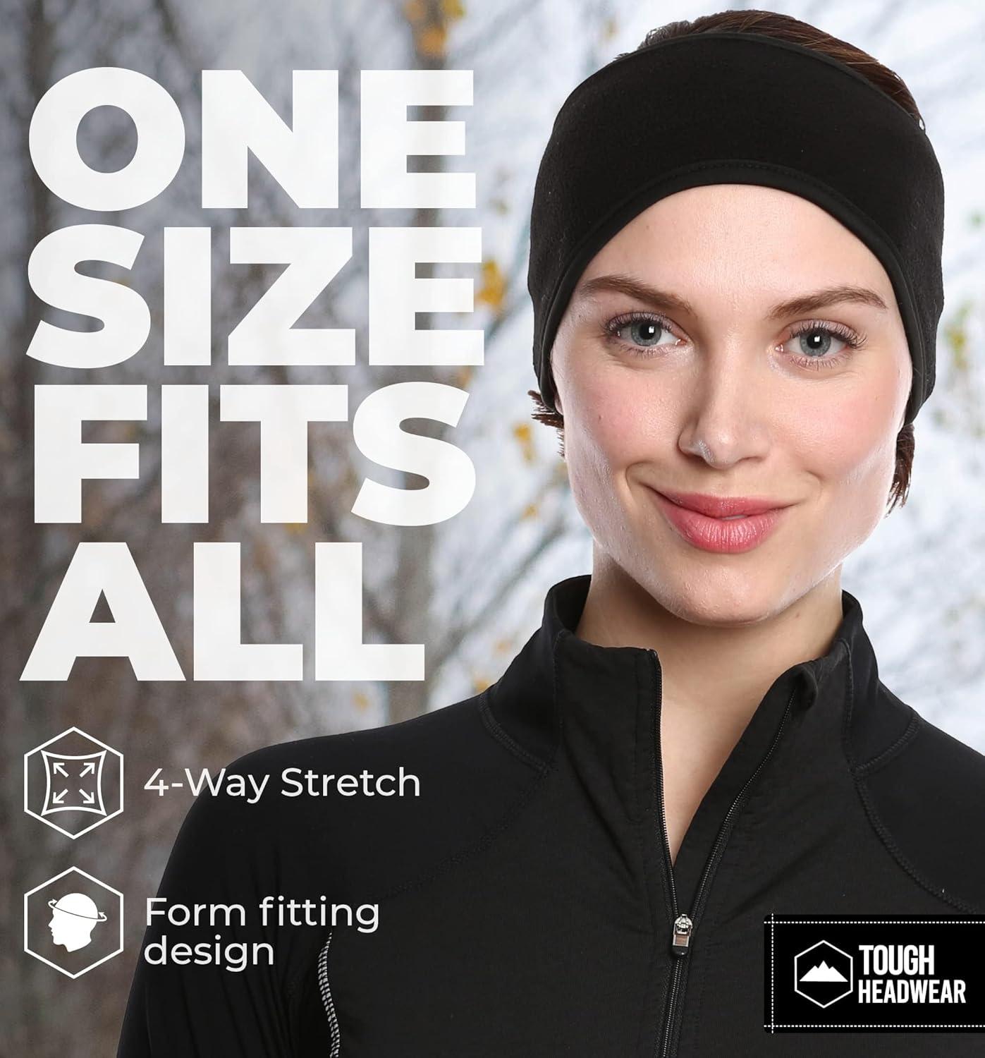 imageTough Headwear Winter Headbands for Women  Ear Warmers  Ear Muffs for Winter  Fleece Headband for Men ampamp Women for Cold WeatherPonytail Black