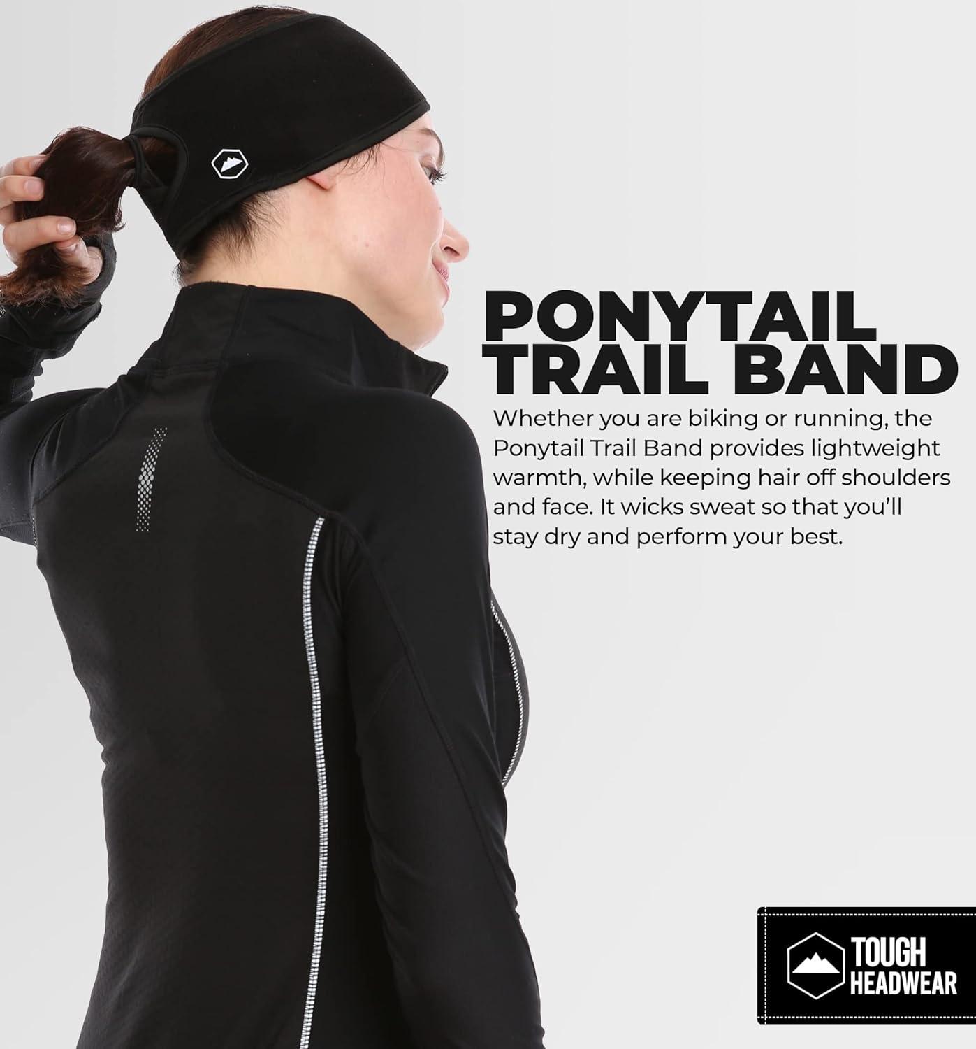 imageTough Headwear Winter Headbands for Women  Ear Warmers  Ear Muffs for Winter  Fleece Headband for Men ampamp Women for Cold WeatherPonytail Black