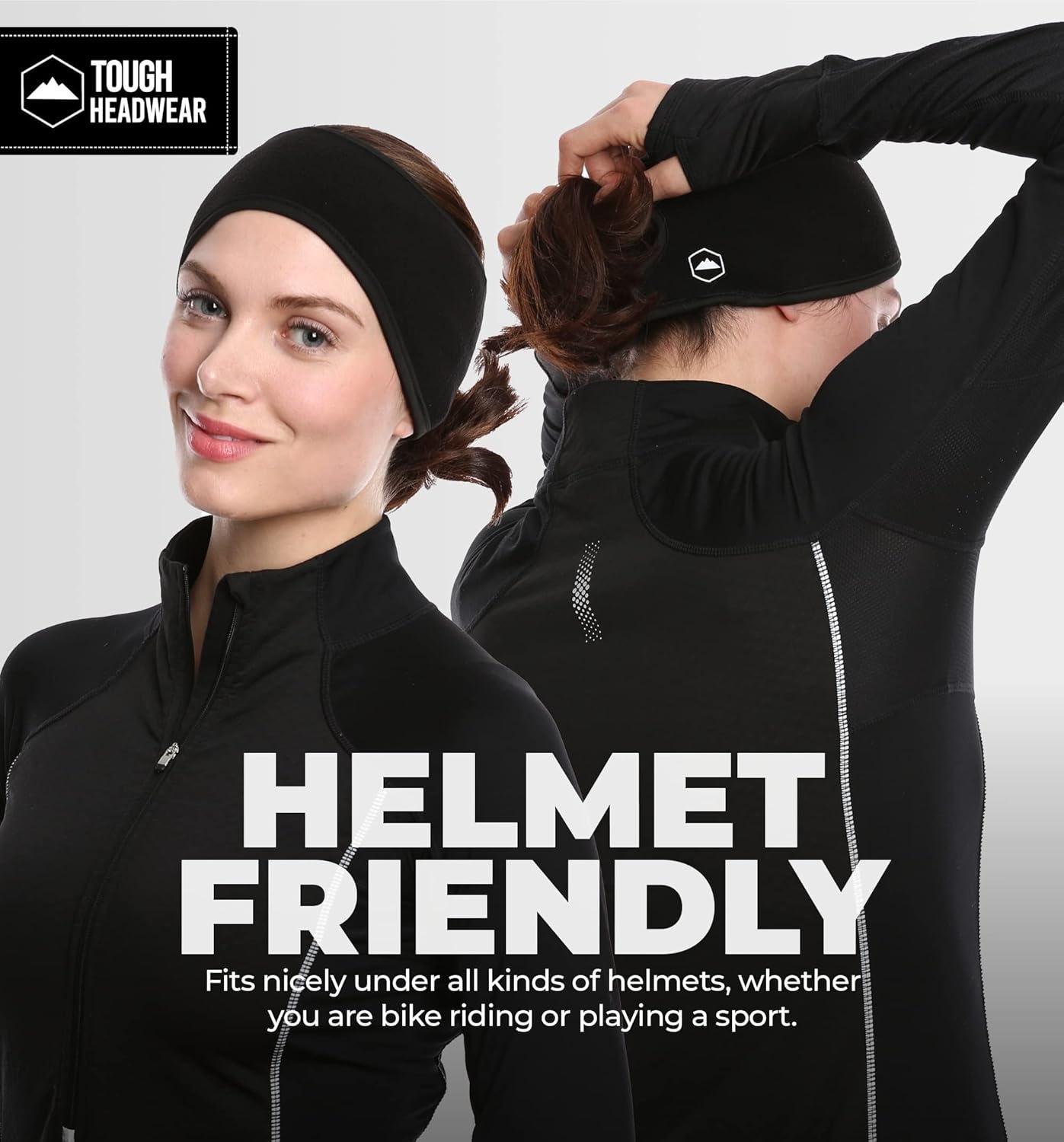 imageTough Headwear Winter Headbands for Women  Ear Warmers  Ear Muffs for Winter  Fleece Headband for Men ampamp Women for Cold WeatherPonytail Black