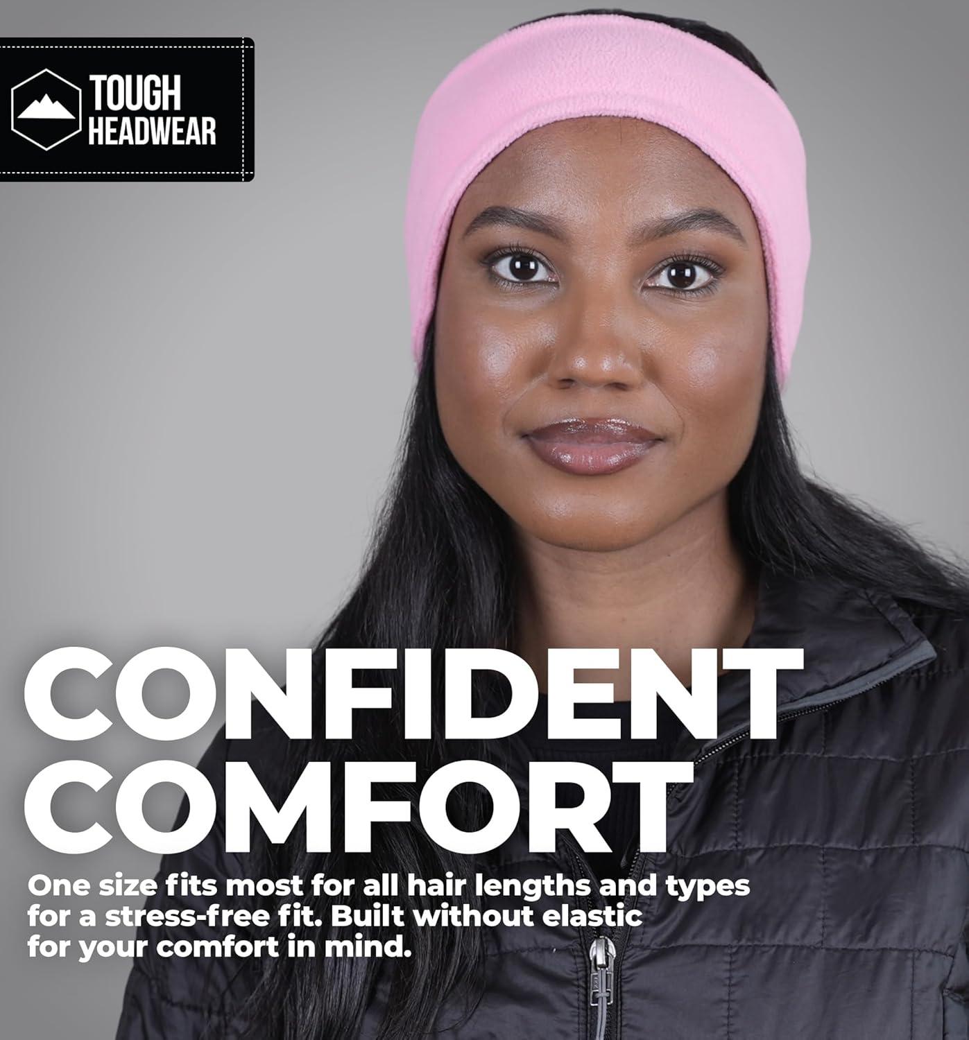 imageTough Headwear Winter Headbands for Women  Ear Warmers  Ear Muffs for Winter  Fleece Headband for Men ampamp Women for Cold Weatherpink