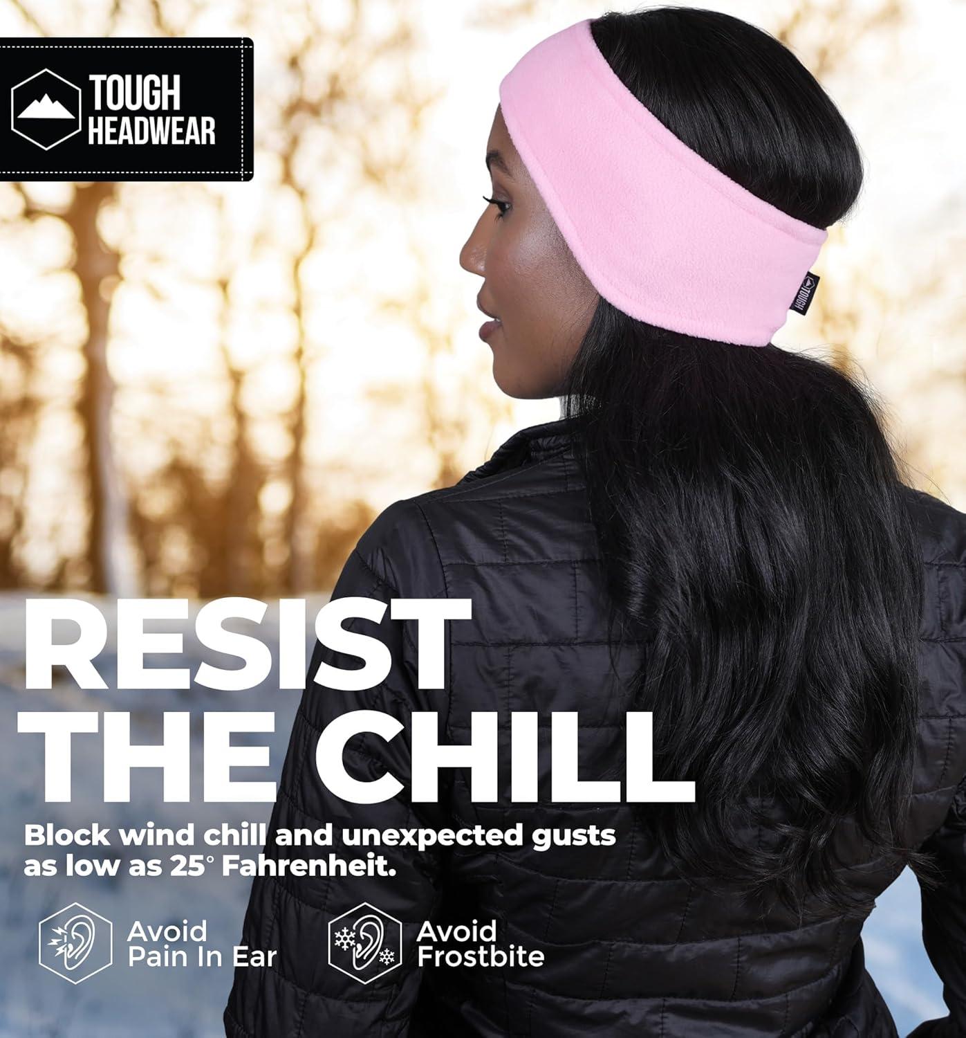 imageTough Headwear Winter Headbands for Women  Ear Warmers  Ear Muffs for Winter  Fleece Headband for Men ampamp Women for Cold Weatherpink