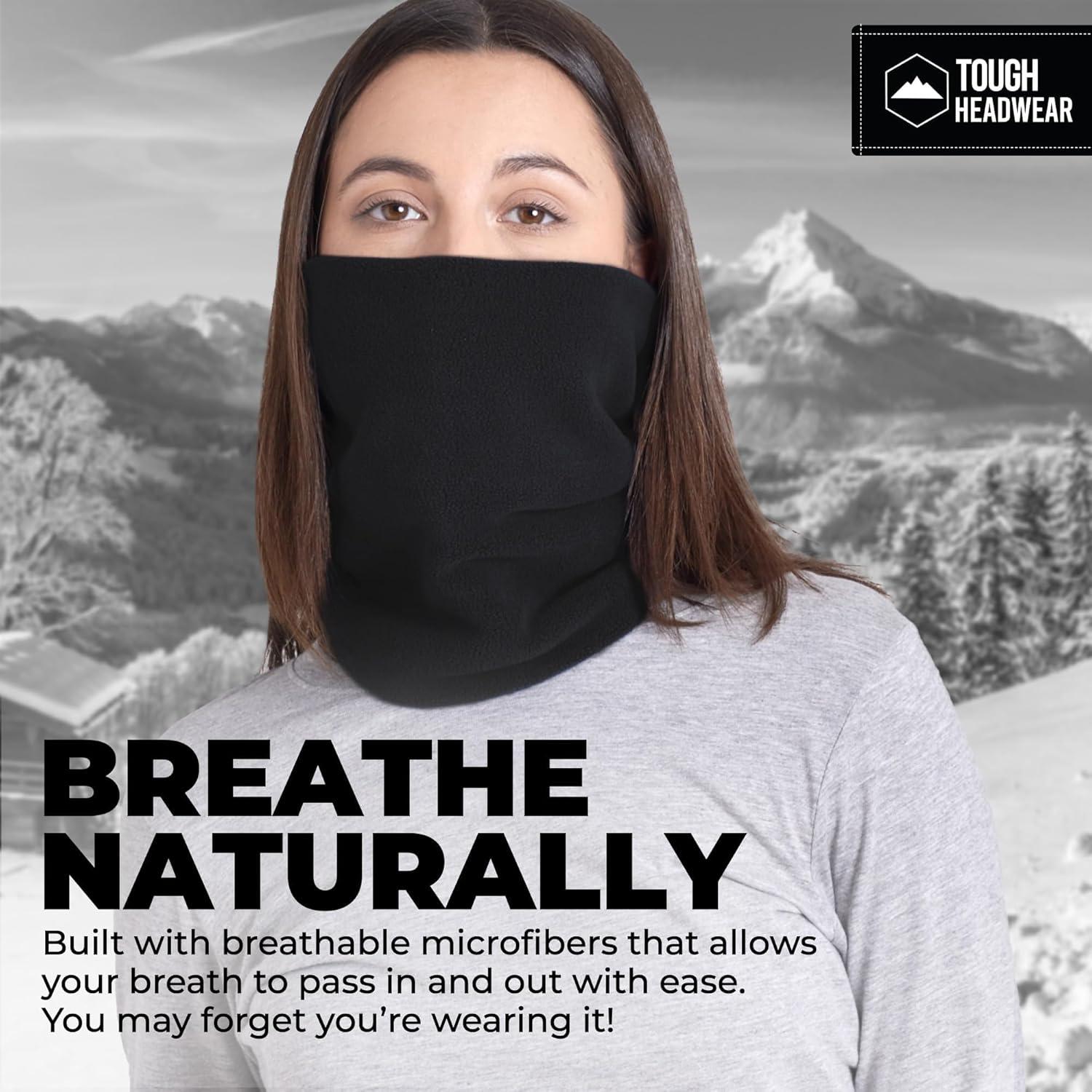 imageTough Headwear Winter Neck Warmer Warm Fleece Neck Gaiters For Men Women Ski Gaiter Face Mask For Cold Weather Neck ScarfBlack