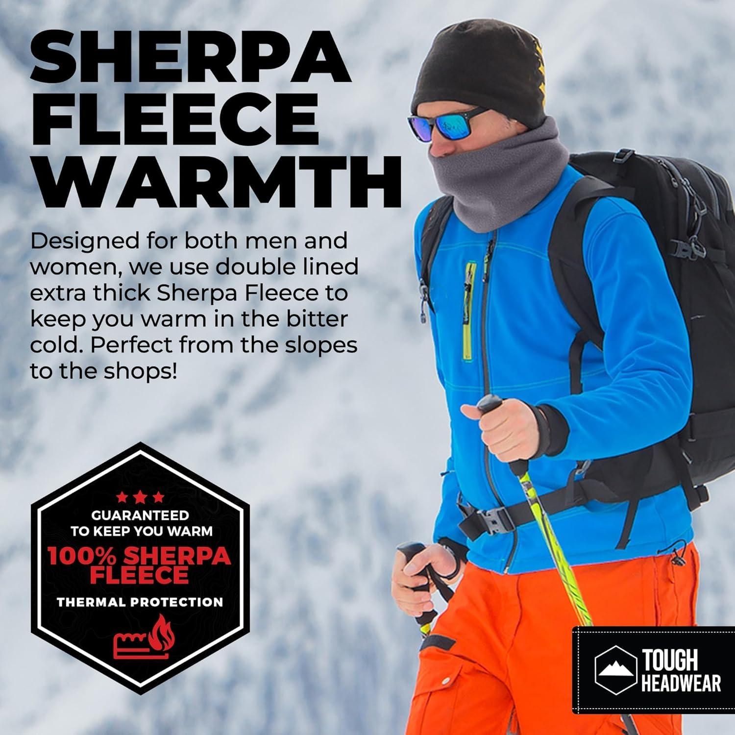 imageTough Headwear Winter Neck Warmer Warm Fleece Neck Gaiters For Men Women Ski Gaiter Face Mask For Cold Weather Neck ScarfGray