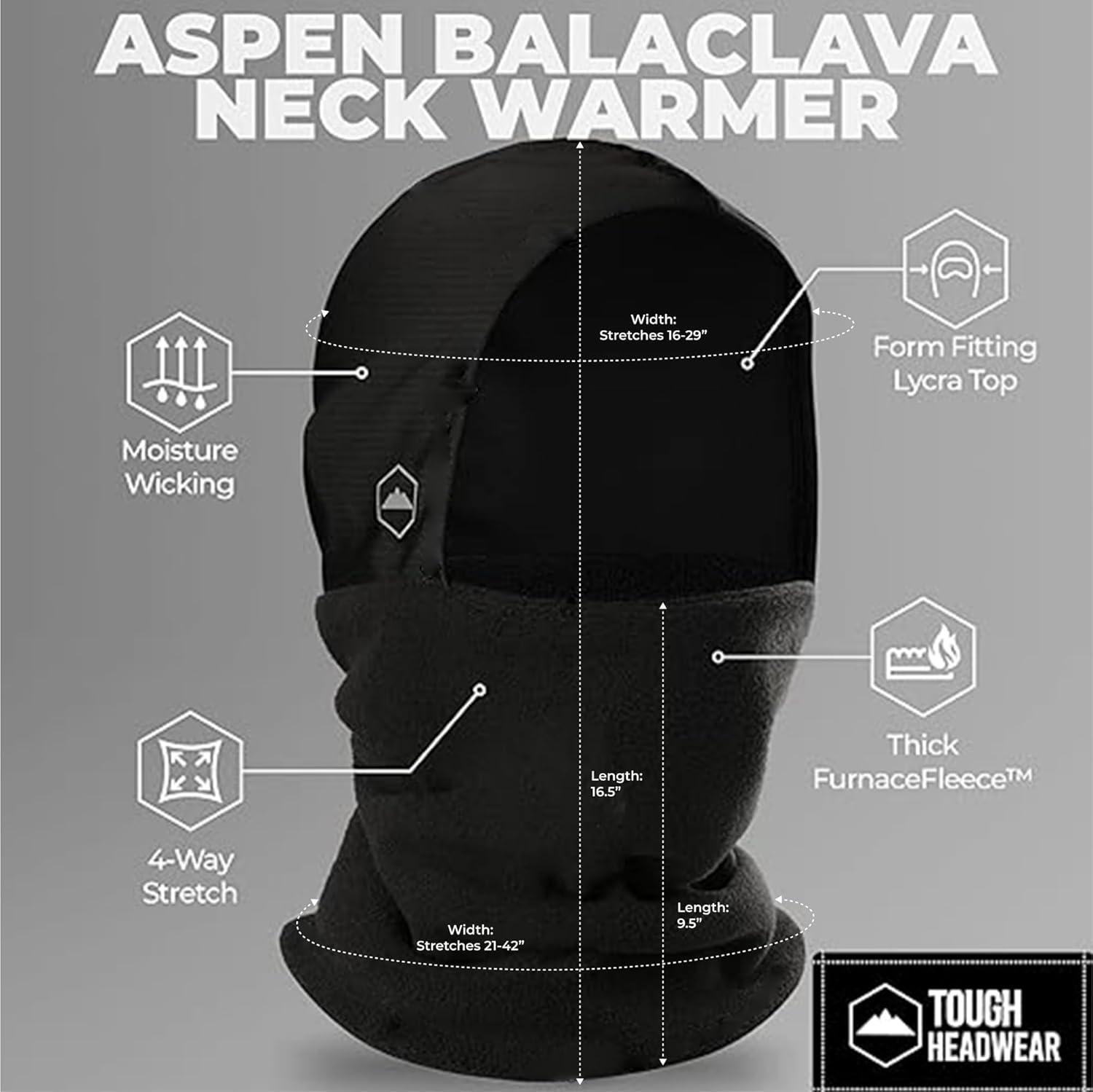 imageTough Headwear Winter Neck WarmerFleece Balaclava Ski Mask For Men ampamp Women Cold Weather Motorcycle Helmet LinerBlack  2pcs