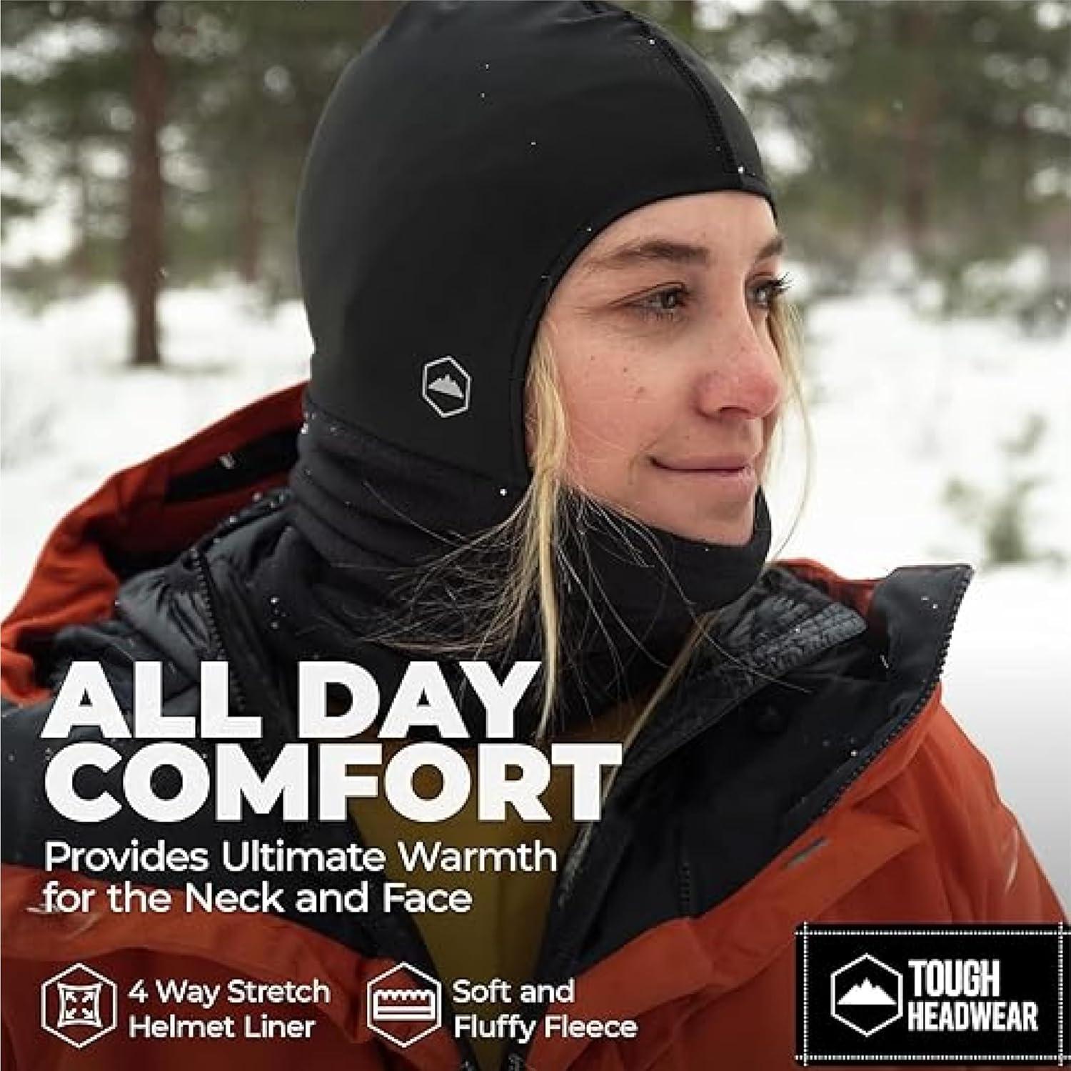 imageTough Headwear Winter Neck WarmerFleece Balaclava Ski Mask For Men ampamp Women Cold Weather Motorcycle Helmet LinerBlack  2pcs