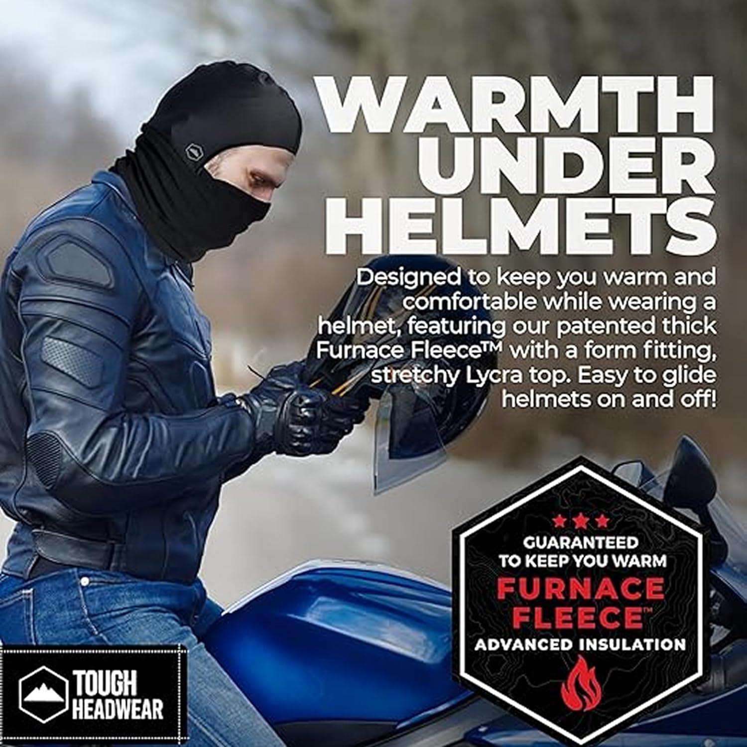 imageTough Headwear Winter Neck WarmerFleece Balaclava Ski Mask For Men ampamp Women Cold Weather Motorcycle Helmet LinerBlack  2pcs