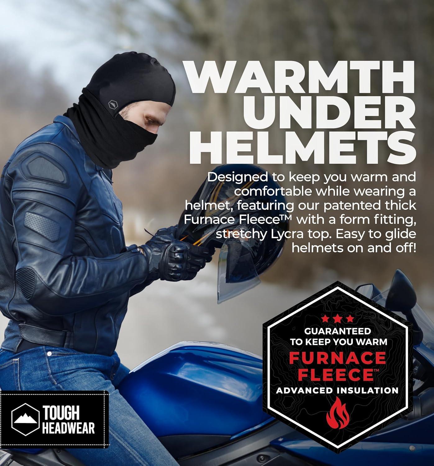 imageTough Headwear Winter Neck WarmerFleece Balaclava Ski Mask For Men ampamp Women Cold Weather Motorcycle Helmet LinerBlack