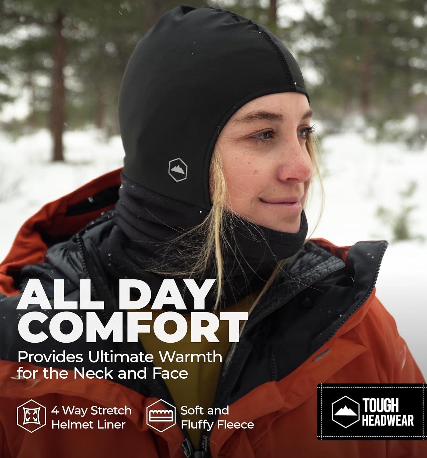 imageTough Headwear Winter Neck WarmerFleece Balaclava Ski Mask For Men ampamp Women Cold Weather Motorcycle Helmet LinerBlack