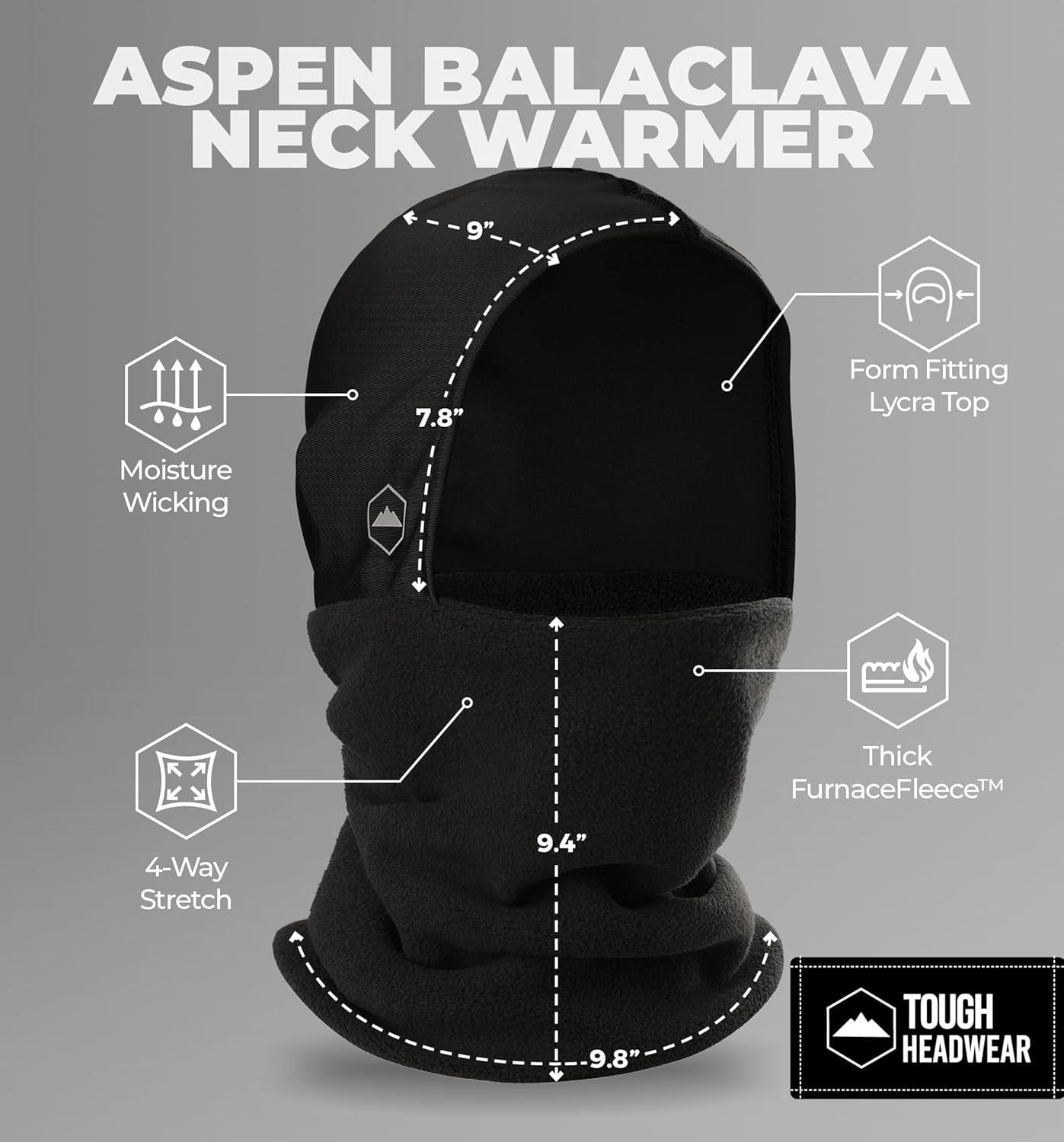 imageTough Headwear Winter Neck WarmerFleece Balaclava Ski Mask For Men ampamp Women Cold Weather Motorcycle Helmet LinerBlack