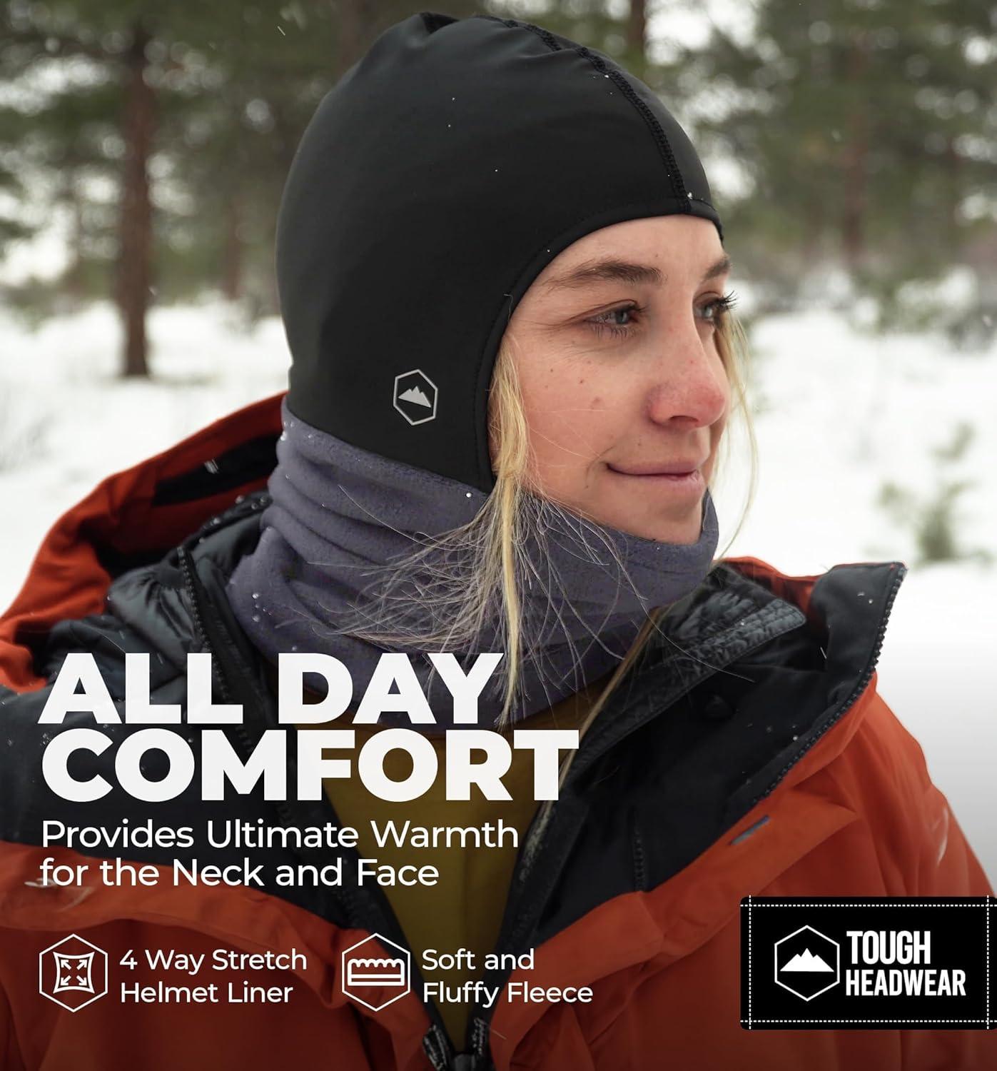 imageTough Headwear Winter Neck WarmerFleece Balaclava Ski Mask For Men ampamp Women Cold Weather Motorcycle Helmet LinerGray