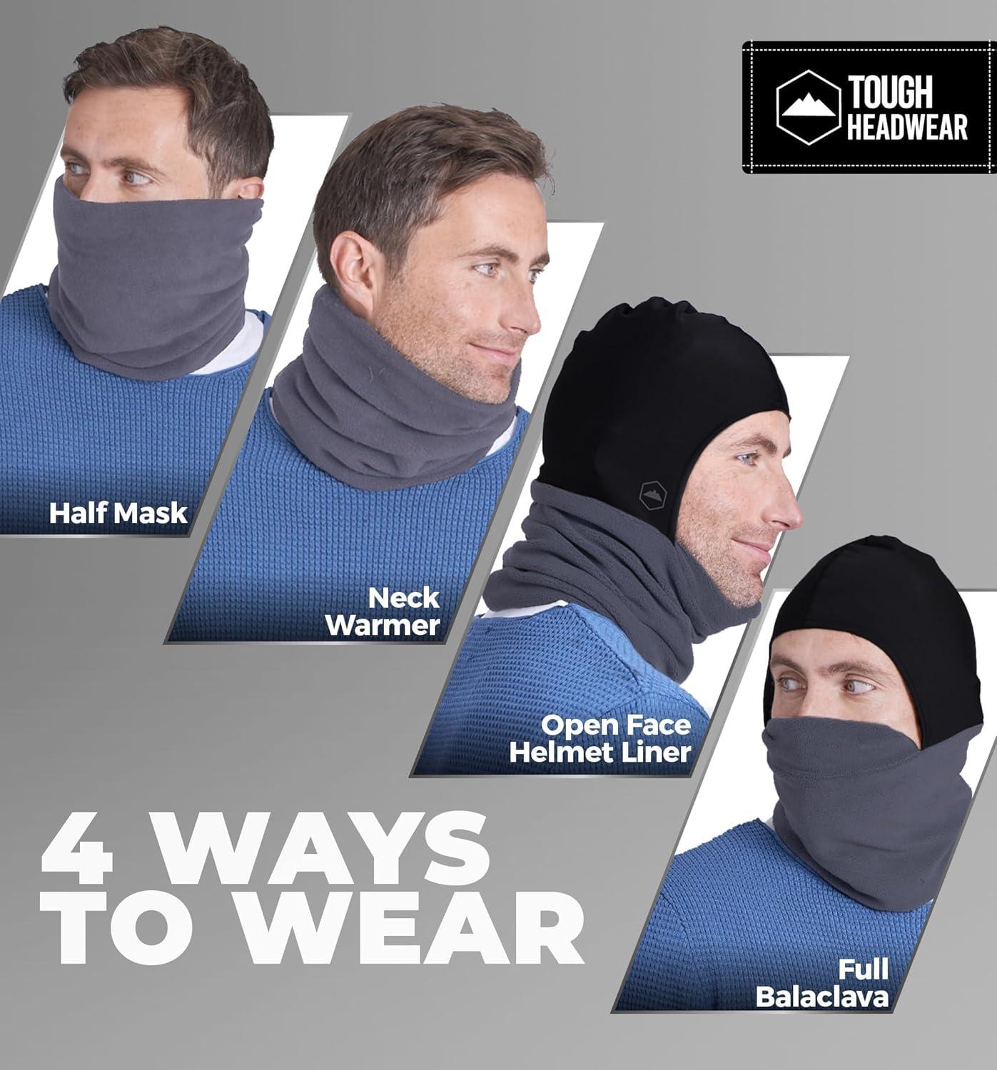 imageTough Headwear Winter Neck WarmerFleece Balaclava Ski Mask For Men ampamp Women Cold Weather Motorcycle Helmet LinerGray