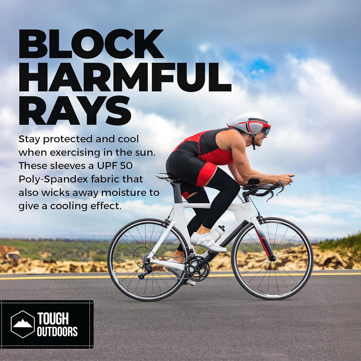 imageTough Outdoors Compression Leg Sleeves  Full Leg Compression Sleeve for Men ampamp Women UV Leg Sleeves  Cycling Leg Warmers2 Pairs  BlackWhite