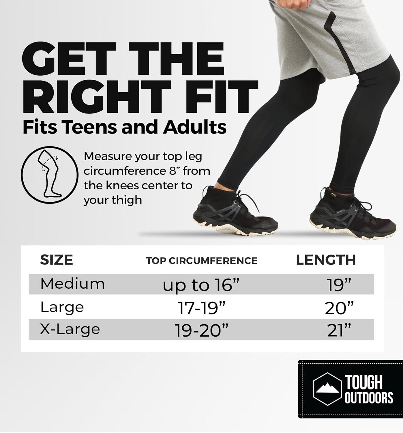 imageTough Outdoors Compression Leg Sleeves  Full Leg Compression Sleeve for Men ampamp Women UV Leg Sleeves  Cycling Leg Warmers2 Pairs  White