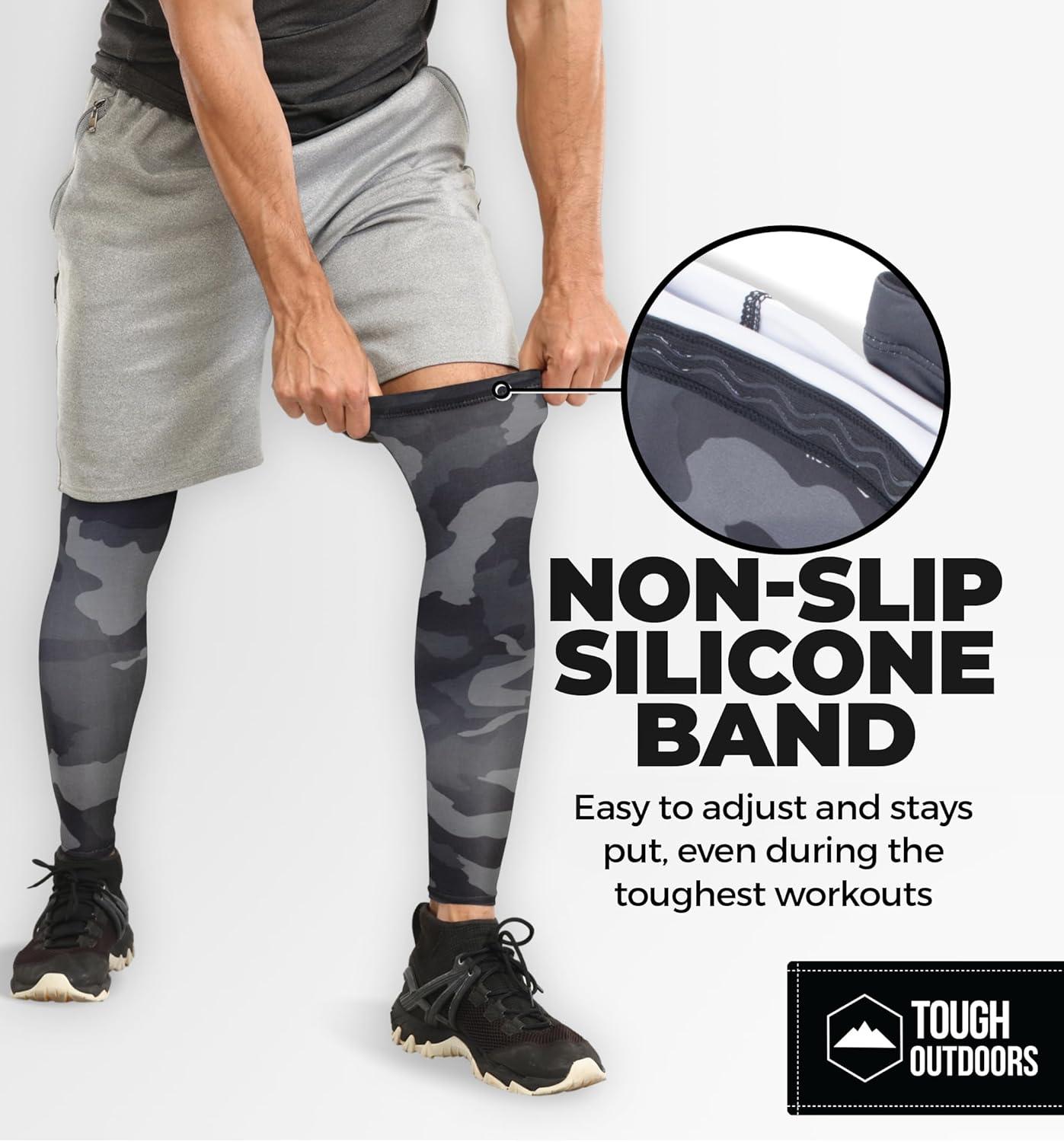 imageTough Outdoors Compression Leg Sleeves  Full Leg Compression Sleeve for Men ampamp Women UV Leg Sleeves  Cycling Leg WarmersArctic Camo