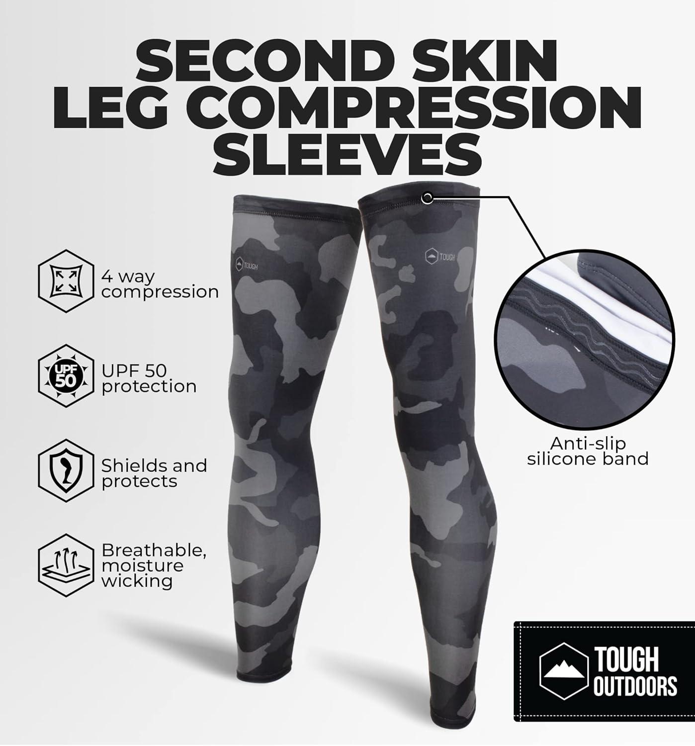 imageTough Outdoors Compression Leg Sleeves  Full Leg Compression Sleeve for Men ampamp Women UV Leg Sleeves  Cycling Leg WarmersArctic Camo