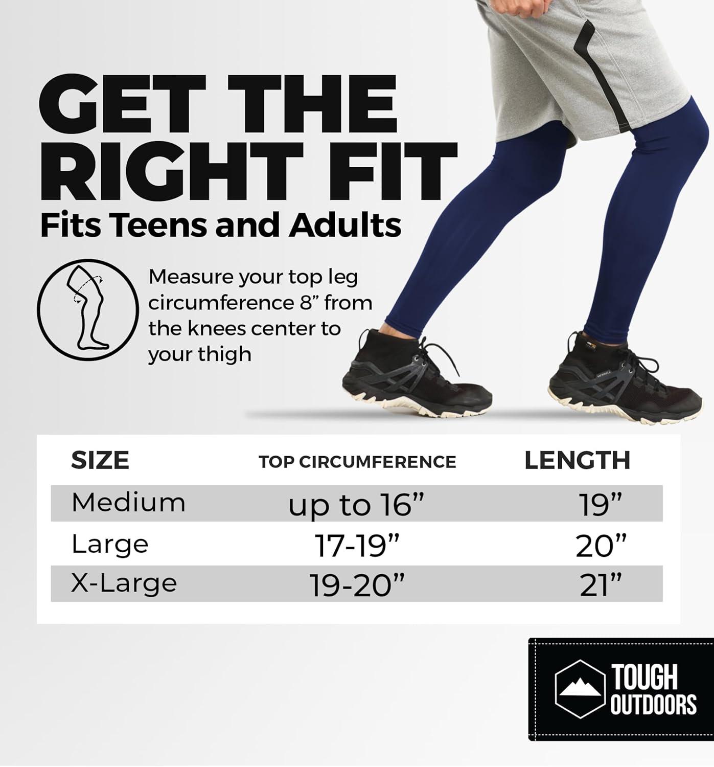 imageTough Outdoors Compression Leg Sleeves  Full Leg Compression Sleeve for Men ampamp Women UV Leg Sleeves  Cycling Leg WarmersNavy Blue