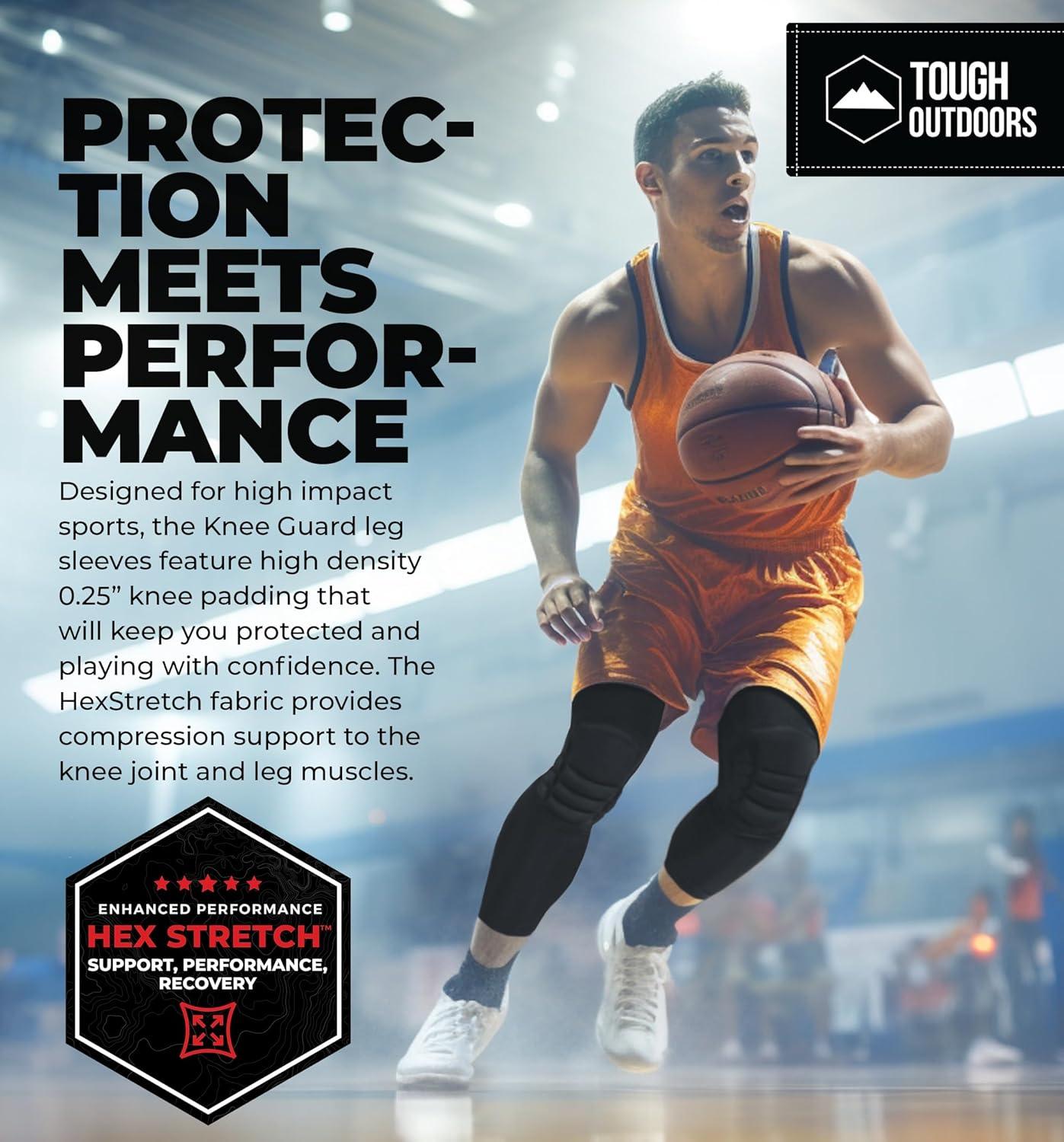 imageTough Outdoors Compression Leg Sleeves  Full Leg Compression Sleeve for Men ampamp Women UV Leg Sleeves  Cycling Leg WarmersPadded  Black