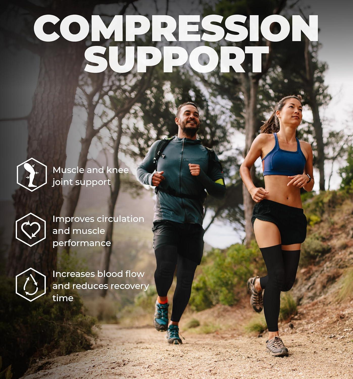 imageTough Outdoors Compression Leg Sleeves  Full Leg Compression Sleeve for Men ampamp Women UV Leg Sleeves  Cycling Leg WarmersPadded  Black