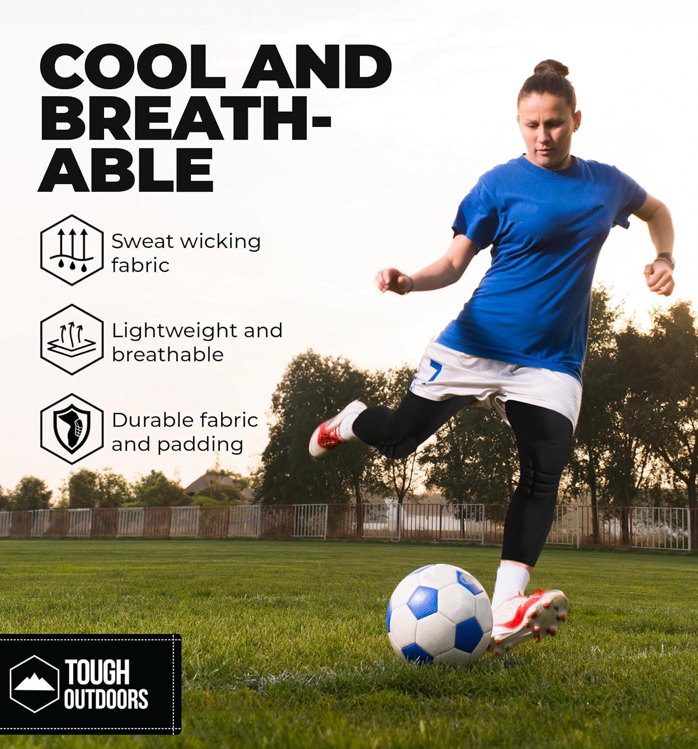 imageTough Outdoors Compression Leg Sleeves  Full Leg Compression Sleeve for Men ampamp Women UV Leg Sleeves  Cycling Leg WarmersPadded  Black