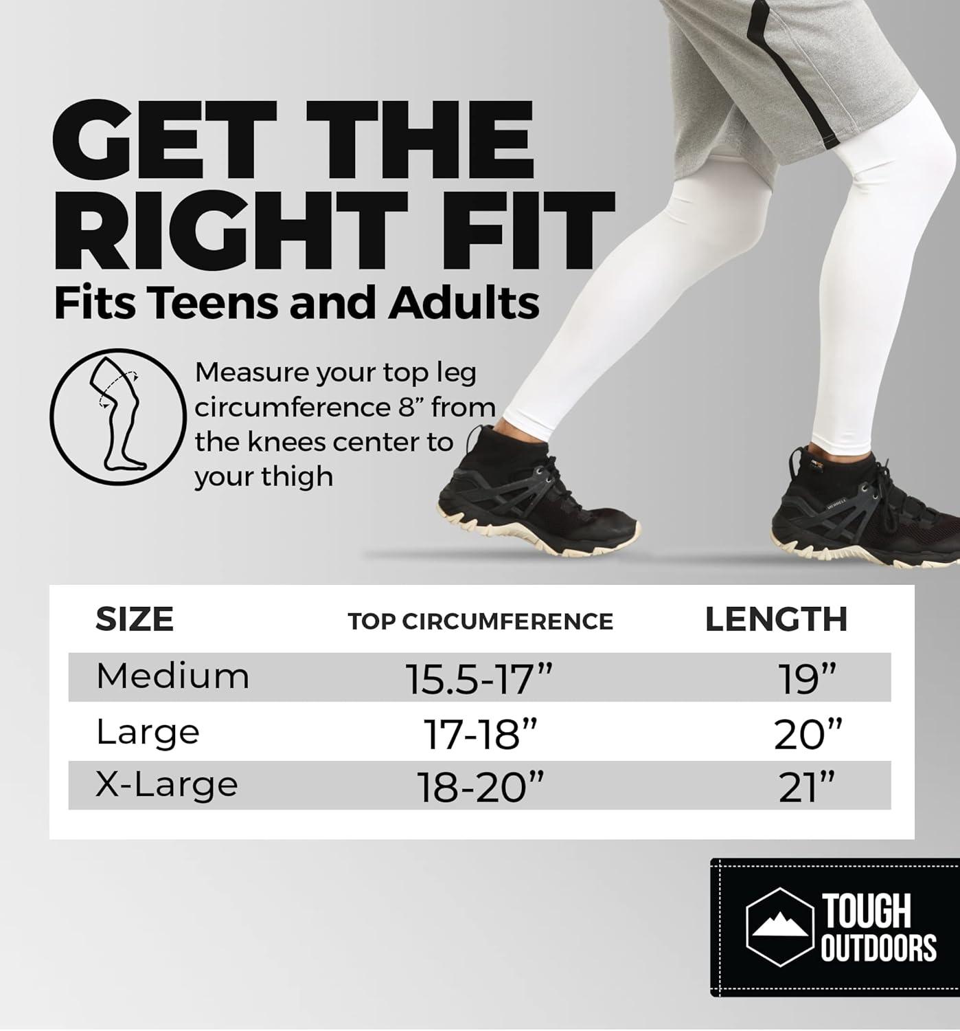 imageTough Outdoors Compression Leg Sleeves  Full Leg Compression Sleeve for Men ampamp Women UV Leg Sleeves  Cycling Leg WarmersWhite