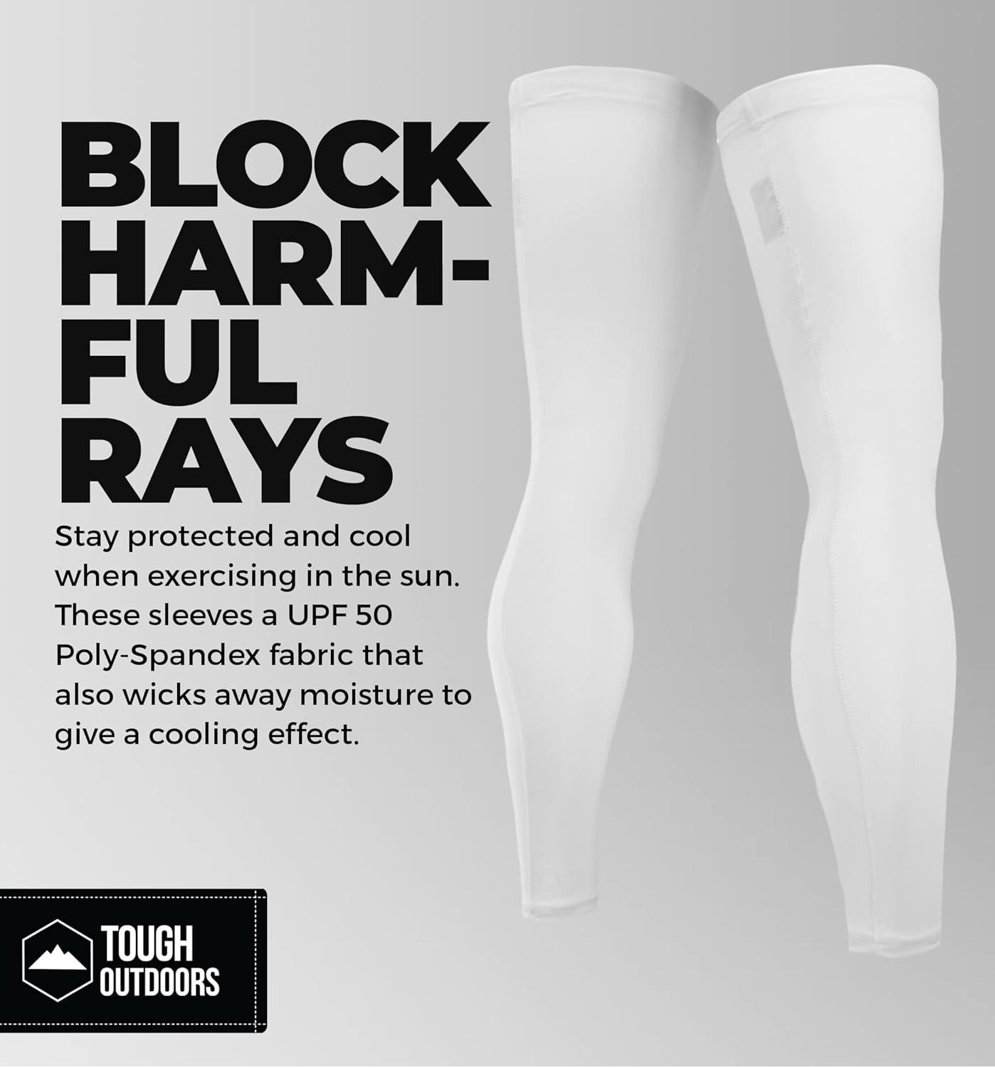 imageTough Outdoors Compression Leg Sleeves  Full Leg Compression Sleeve for Men ampamp Women UV Leg Sleeves  Cycling Leg WarmersWhite