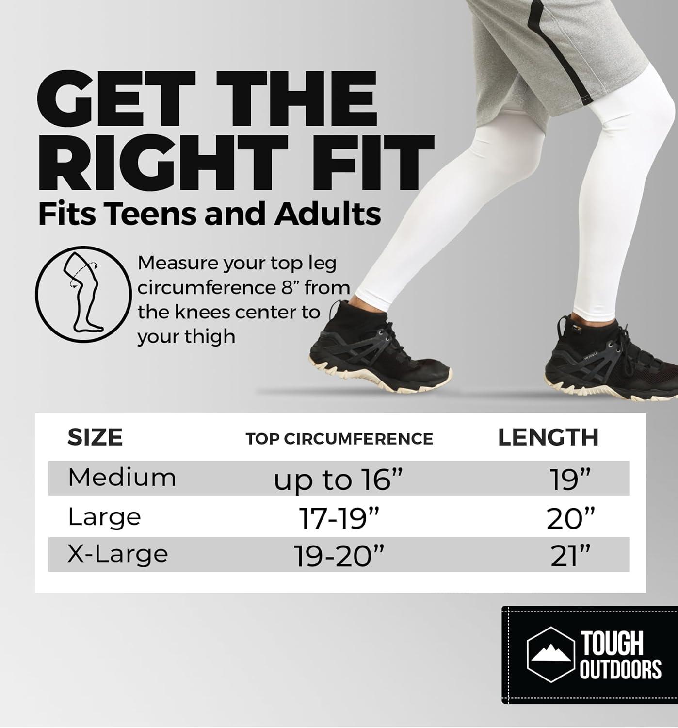 imageTough Outdoors Compression Leg Sleeves  Full Leg Compression Sleeve for Men ampamp Women UV Leg Sleeves  Cycling Leg WarmersWhite