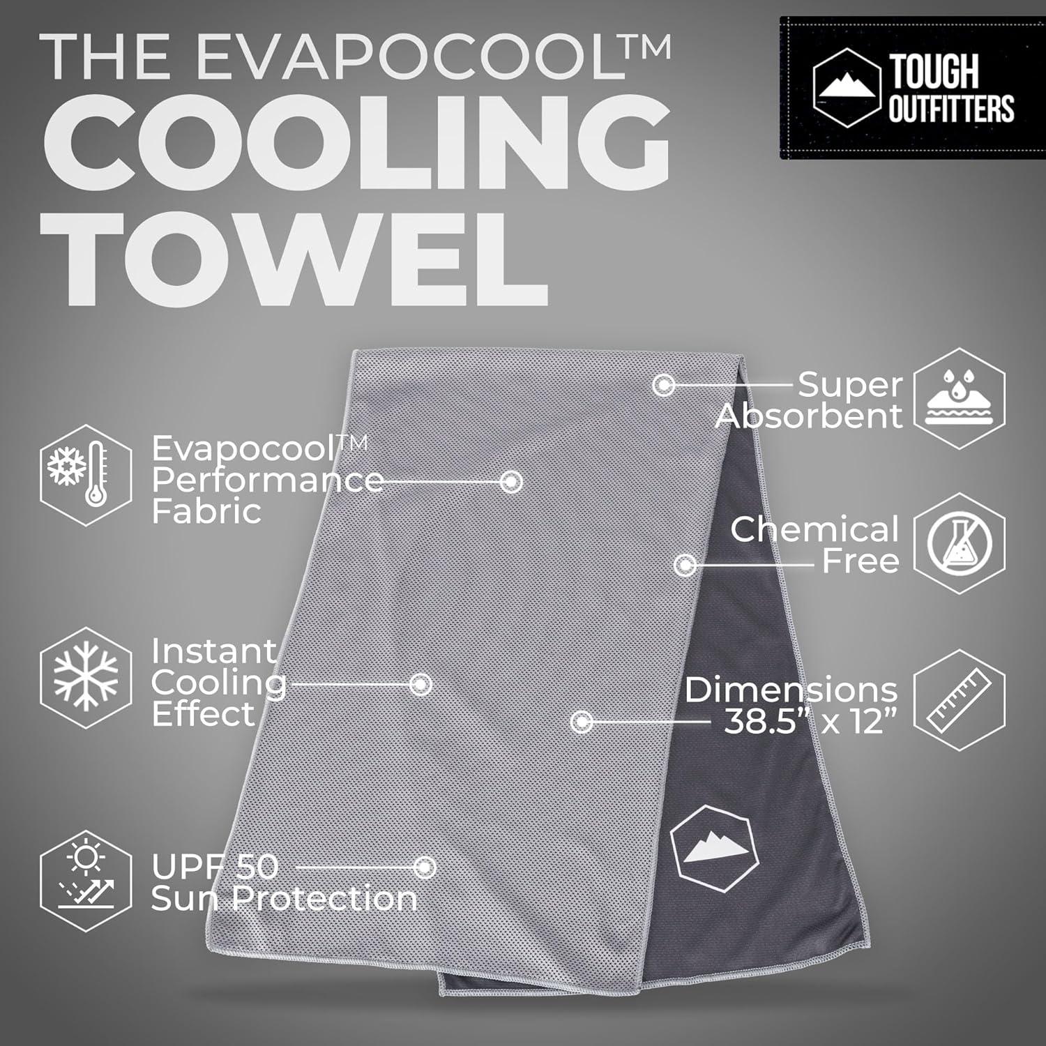 imageTough Outdoors Cooling Towel  Cooling Towels for Neck ampamp Face  Ice Wrap ampamp Sweat Rag for Camping Gym Yoga ampamp Sports  Workout Towel for Gym Sweat  Cool Towels for Extreme HeatLight Gray