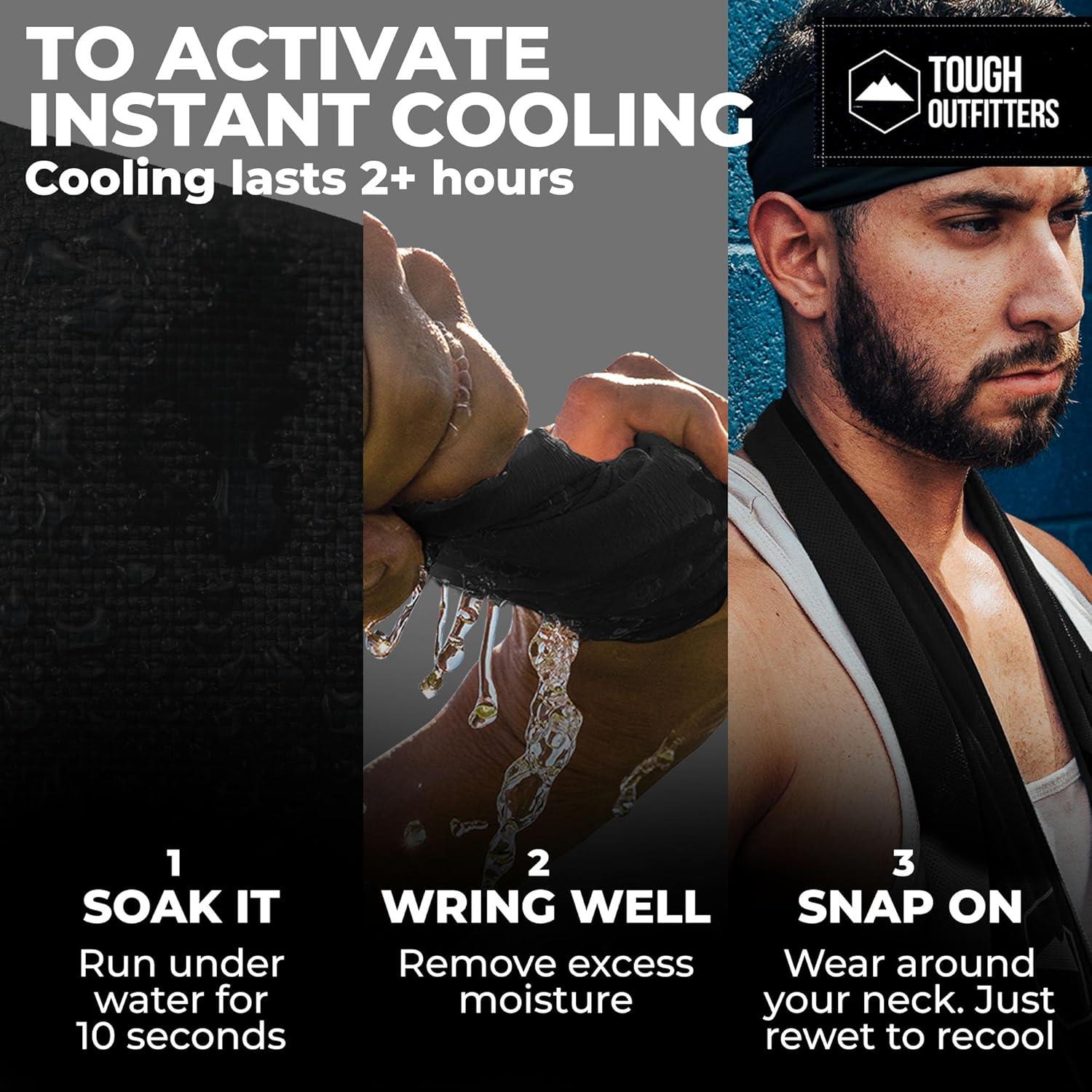 imageTough Outdoors Cooling Towel  Cooling Towels for Neck ampamp Face  Ice Wrap ampamp Sweat Rag for Camping Gym Yoga ampamp Sports  Workout Towel for Gym Sweat  Cool Towels for Extreme HeatBlack