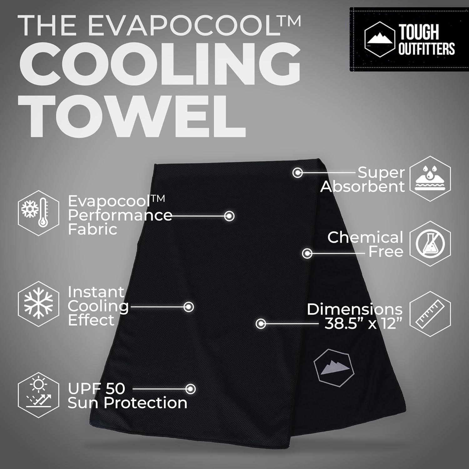 imageTough Outdoors Cooling Towel  Cooling Towels for Neck ampamp Face  Ice Wrap ampamp Sweat Rag for Camping Gym Yoga ampamp Sports  Workout Towel for Gym Sweat  Cool Towels for Extreme HeatBlack