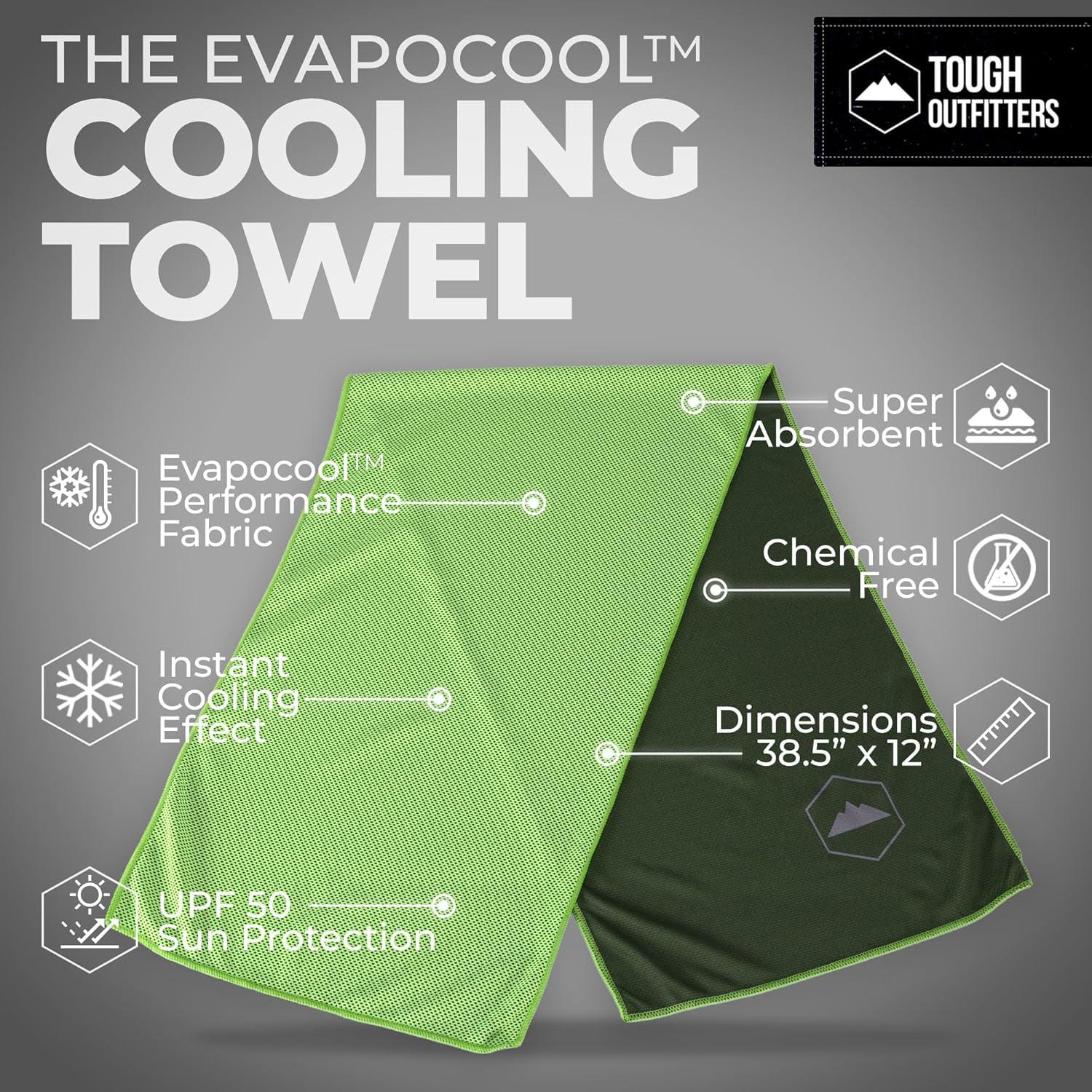 imageTough Outdoors Cooling Towel  Cooling Towels for Neck ampamp Face  Ice Wrap ampamp Sweat Rag for Camping Gym Yoga ampamp Sports  Workout Towel for Gym Sweat  Cool Towels for Extreme HeatBright Green