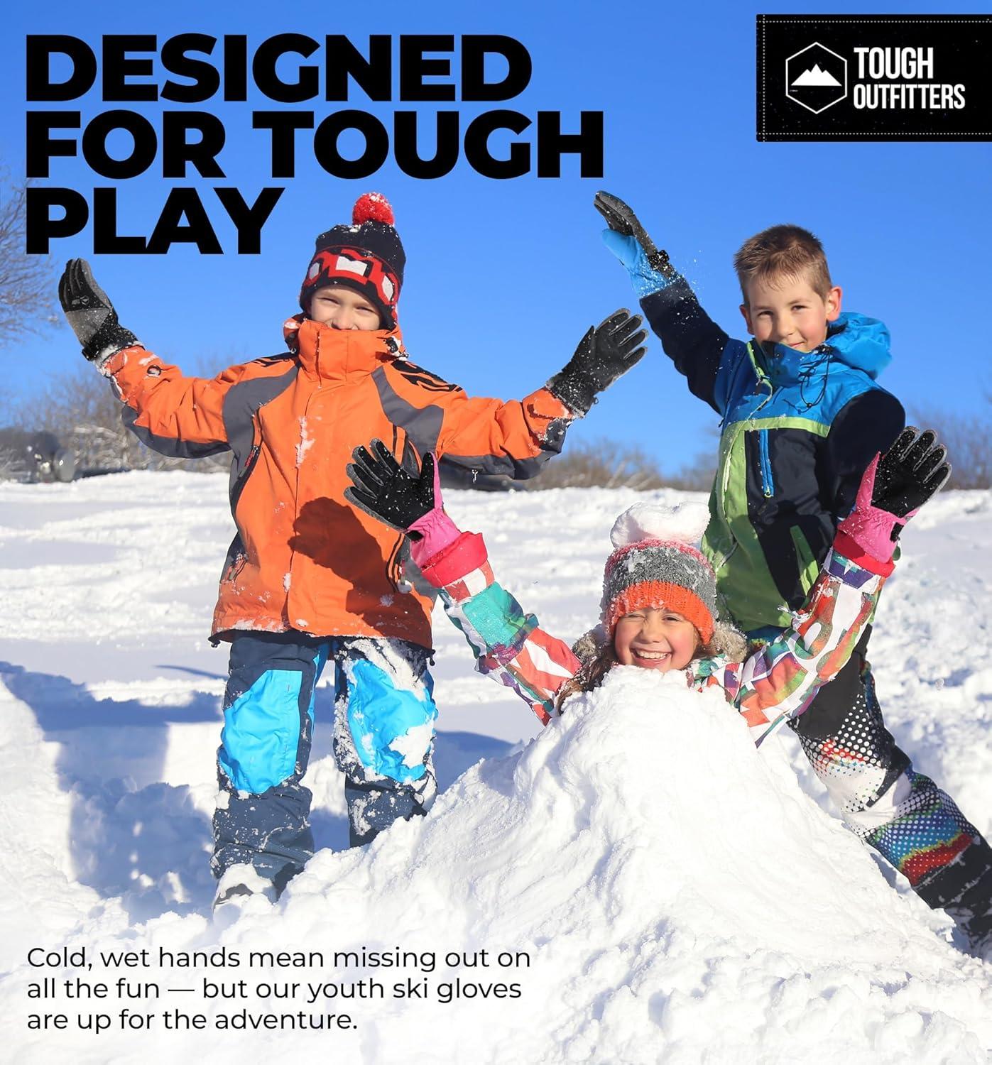 imageTough Outdoors Kids Insulated Waterproof Snow Gloves  Youth Winter Ski Gloves for Girls ampamp BoysBlack