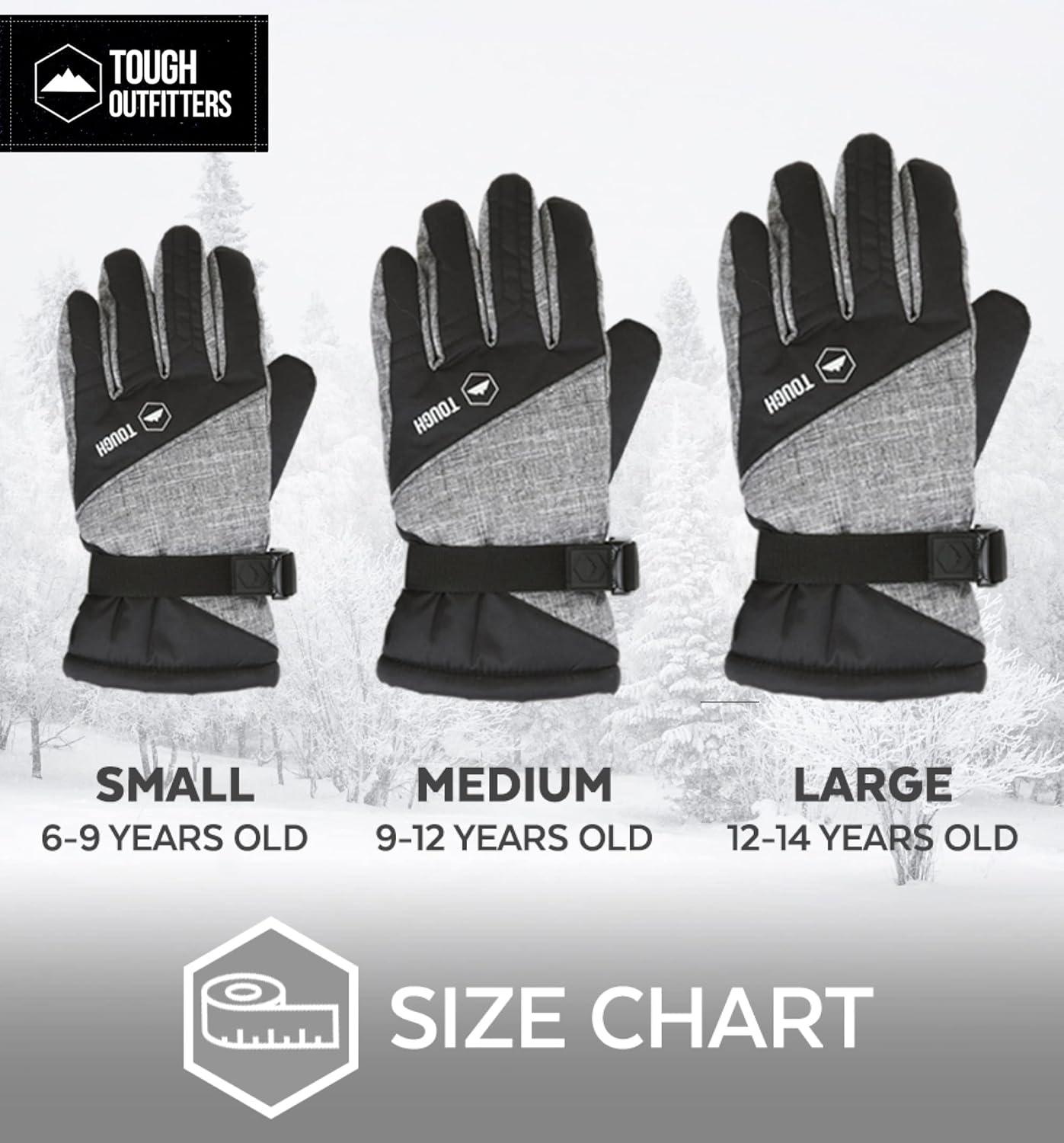 imageTough Outdoors Kids Insulated Waterproof Snow Gloves  Youth Winter Ski Gloves for Girls ampamp BoysBlack