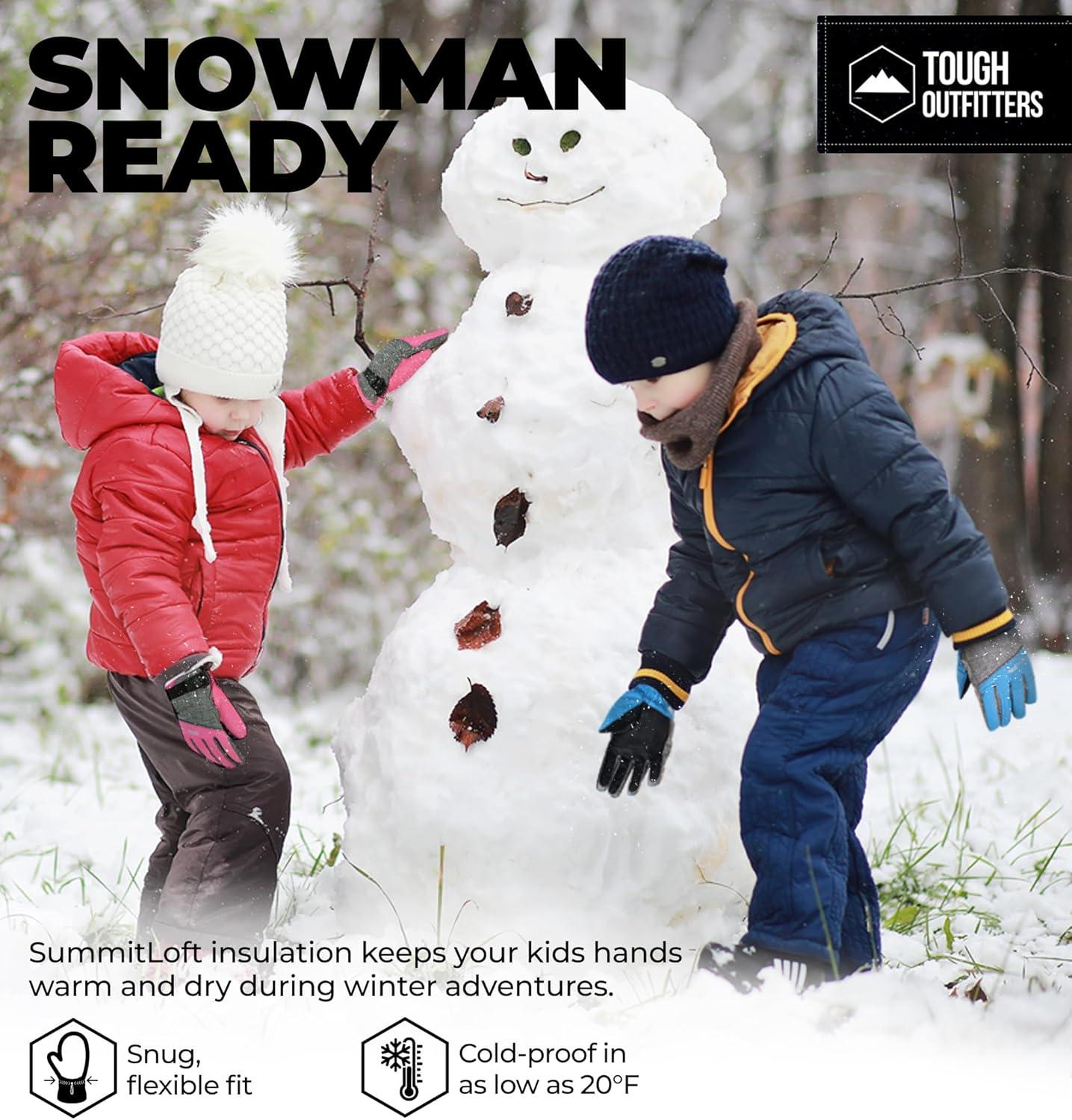 imageTough Outdoors Kids Insulated Waterproof Snow Gloves  Youth Winter Ski Gloves for Girls ampamp BoysBlack