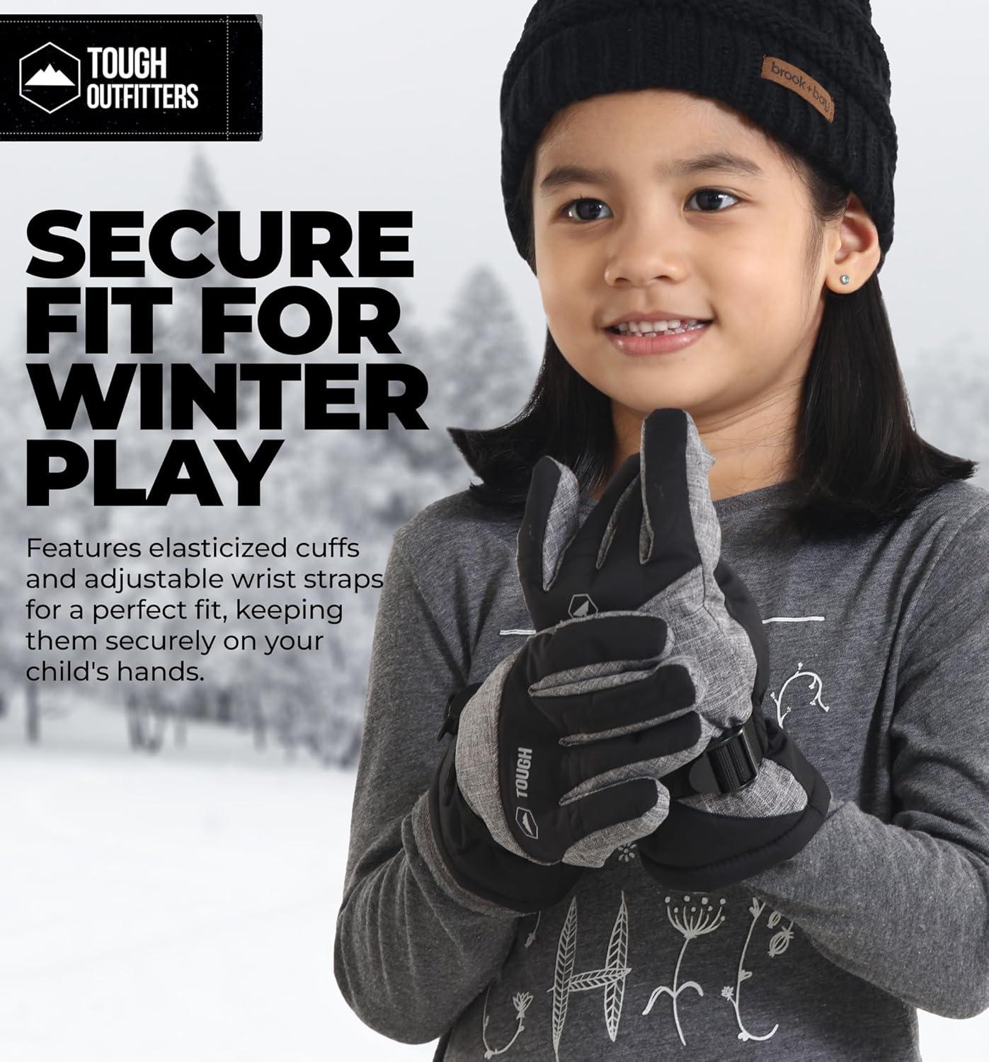 imageTough Outdoors Kids Insulated Waterproof Snow Gloves  Youth Winter Ski Gloves for Girls ampamp BoysBlack