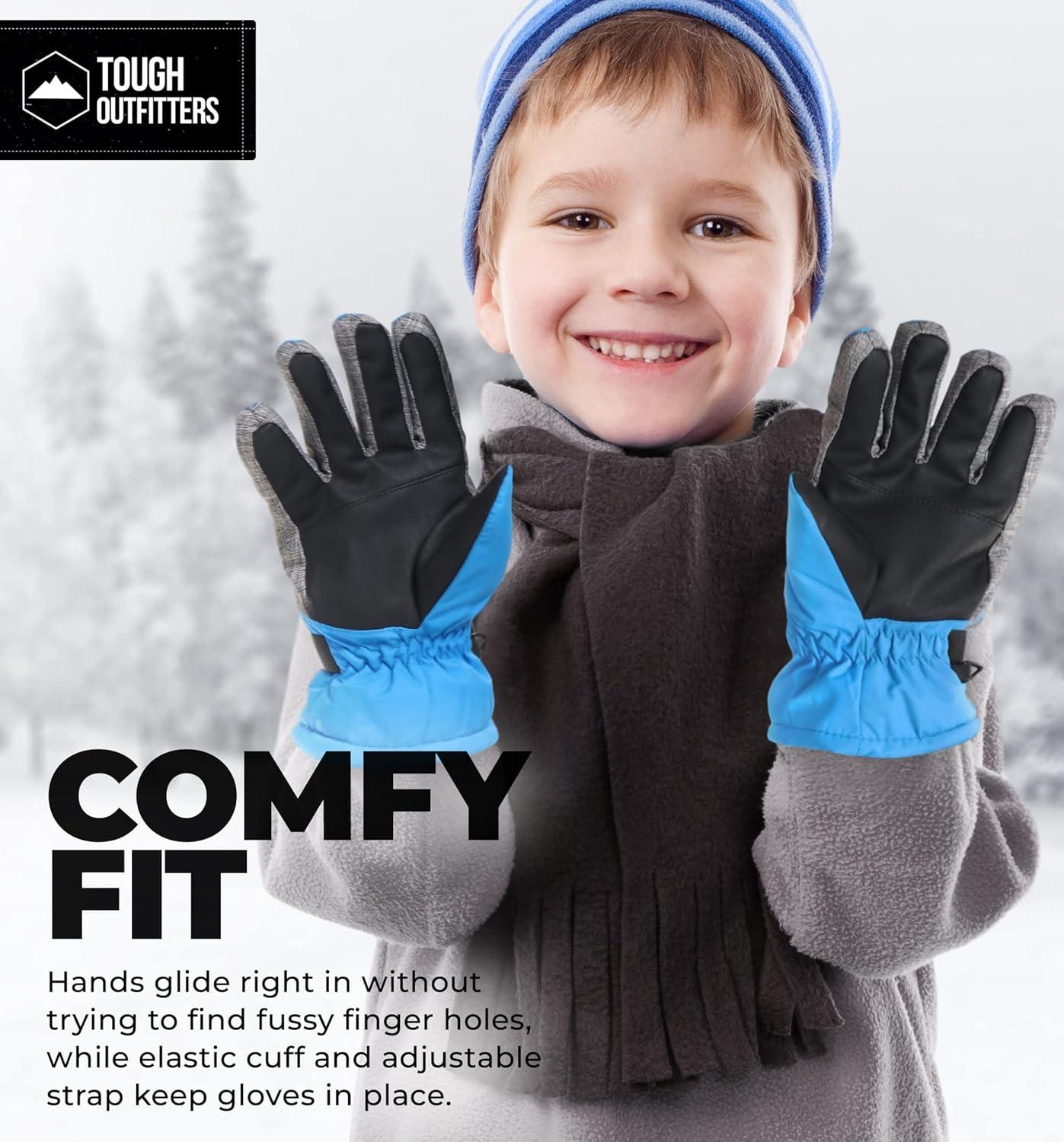 imageTough Outdoors Kids Insulated Waterproof Snow Gloves  Youth Winter Ski Gloves for Girls ampamp BoysBlue