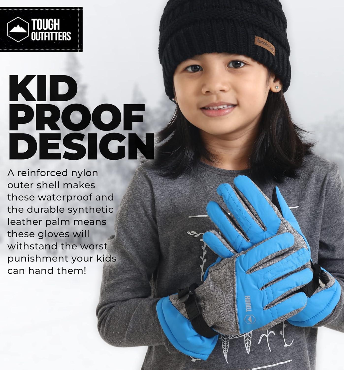 imageTough Outdoors Kids Insulated Waterproof Snow Gloves  Youth Winter Ski Gloves for Girls ampamp BoysBlue