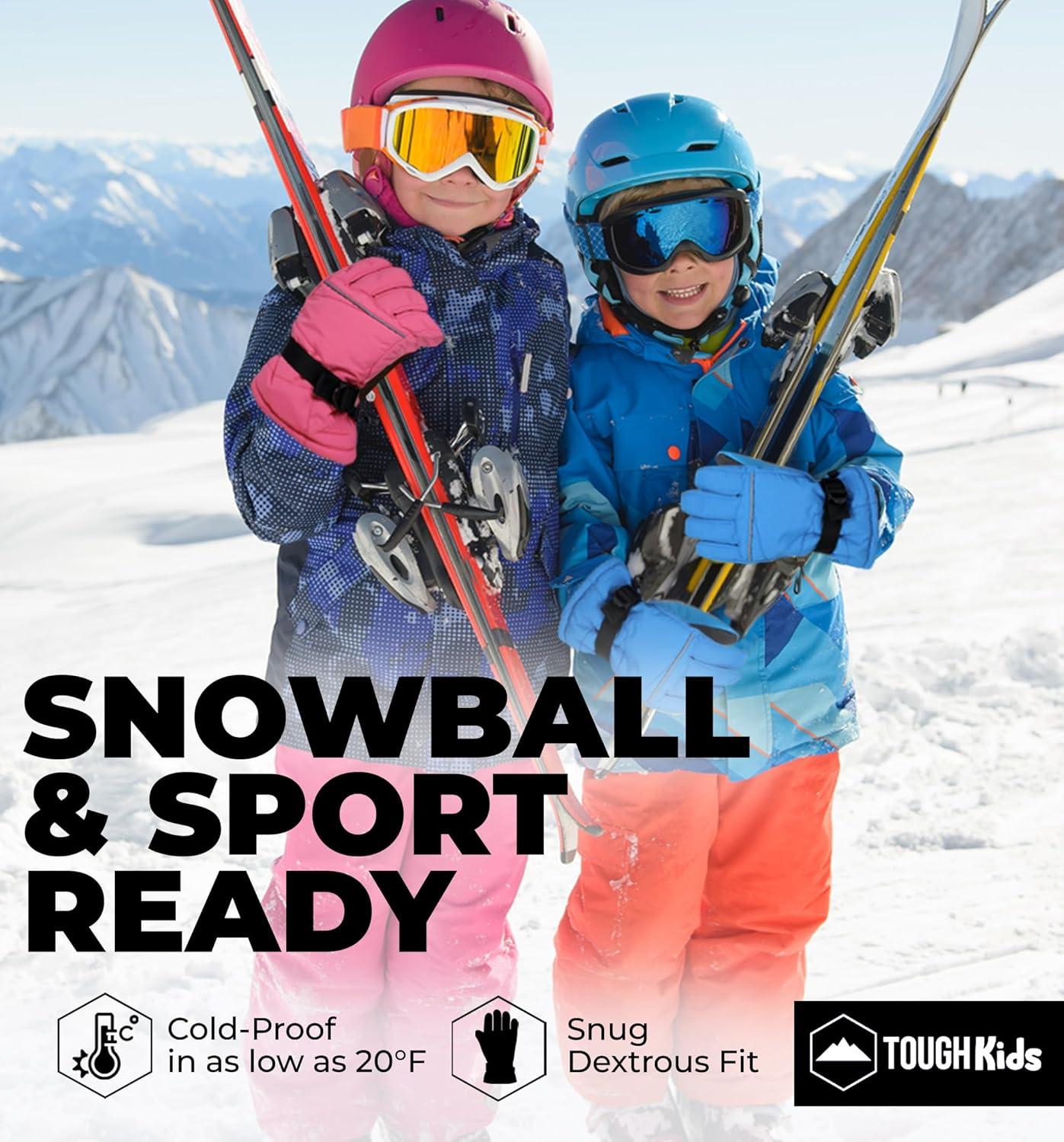 imageTough Outdoors Kids Snow Gloves  Ski ampamp Snowboarding Waterproof Insulated Winter Gloves for Girls Boys ampamp ToddlersPink