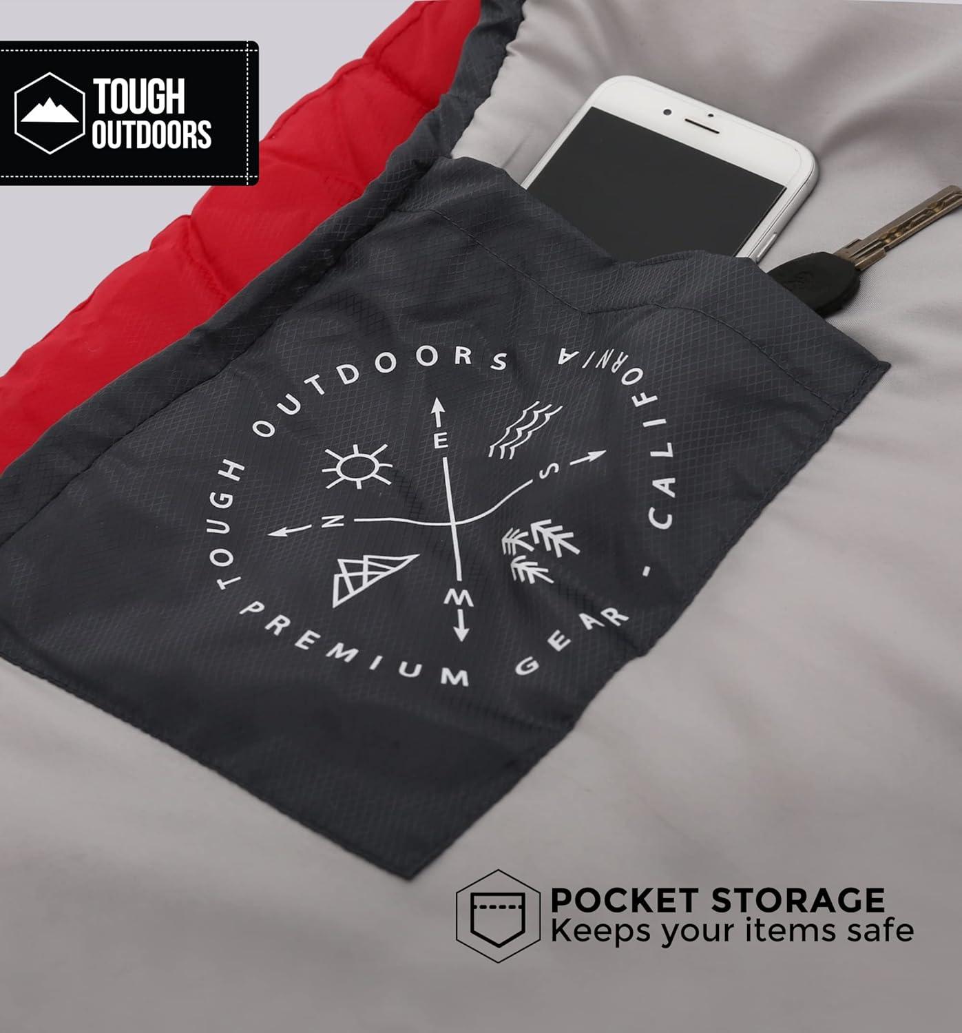 imageTough Outdoors Mummy Sleeping Bag  Camping Sleeping Bags for Adults  Compact Sleeping Bag wCompression Sack  Backpacking Sleeping Bag for Summer Mild ampamp Winter Weather  Hooded Sleeping Bag