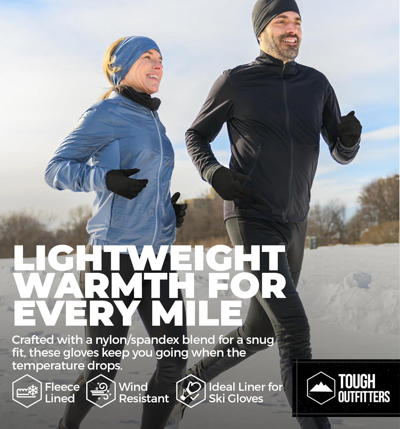 imageTough Outdoors Running Gloves for Men ampamp Women  Winter Liners ampamp Touchscreen  Lightweight ampamp Hiking Gloves