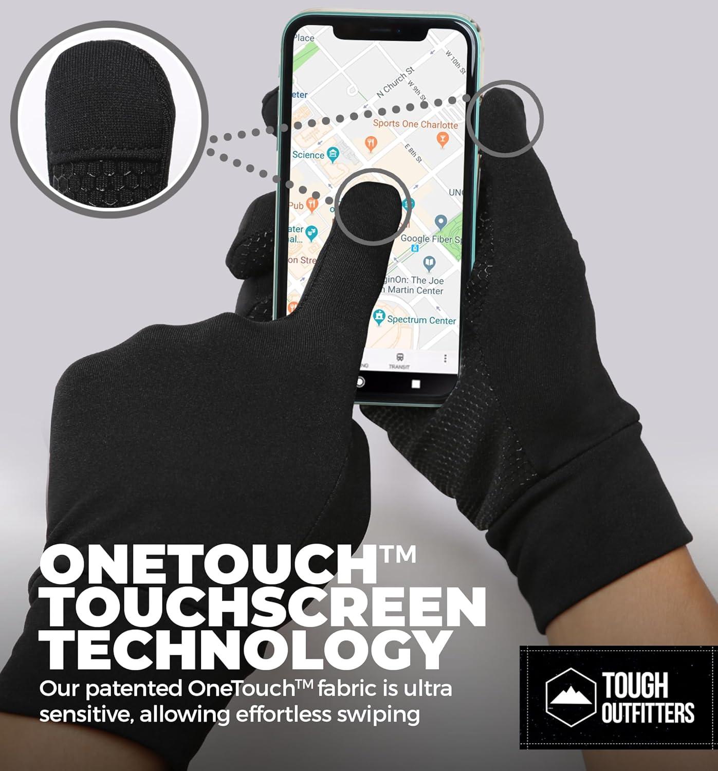 imageTough Outdoors Running Gloves for Men ampamp Women  Winter Liners ampamp Touchscreen  Lightweight ampamp Hiking Gloves