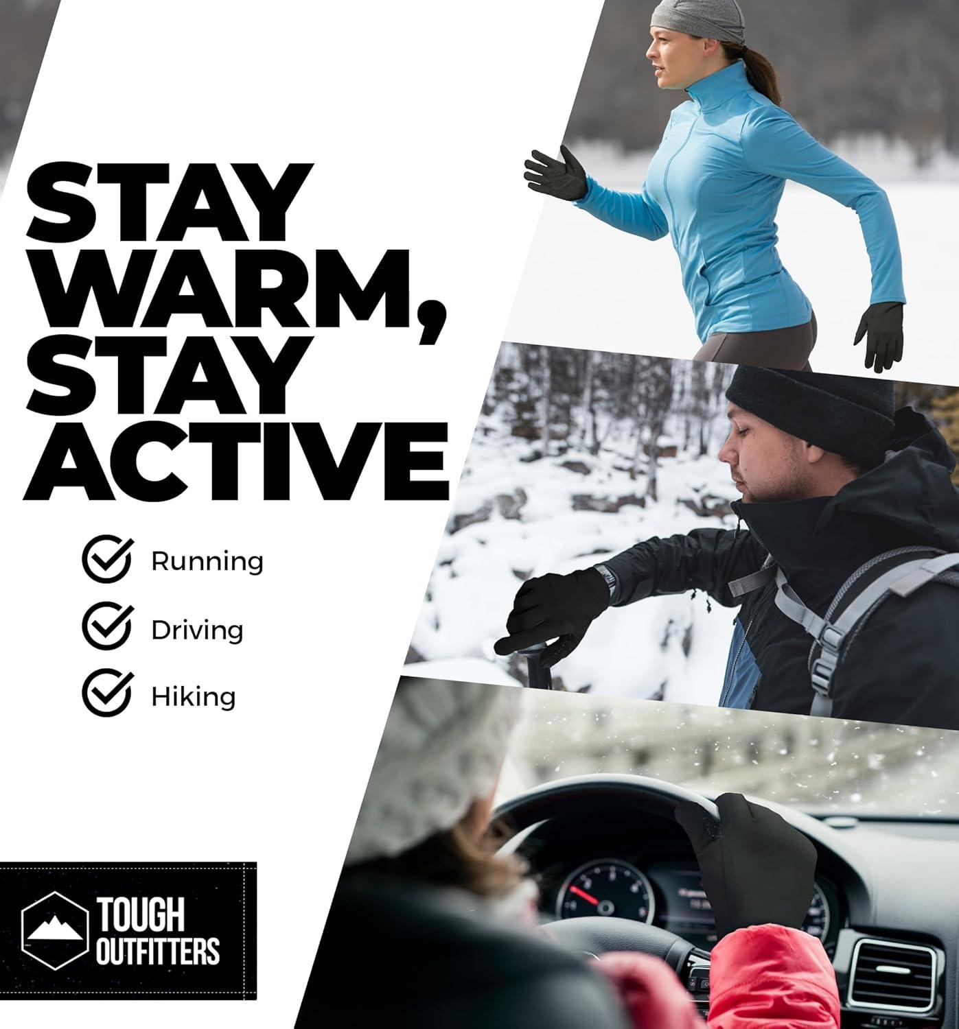 imageTough Outdoors Running Gloves for Men ampamp Women  Winter Liners ampamp Touchscreen  Lightweight ampamp Hiking Gloves